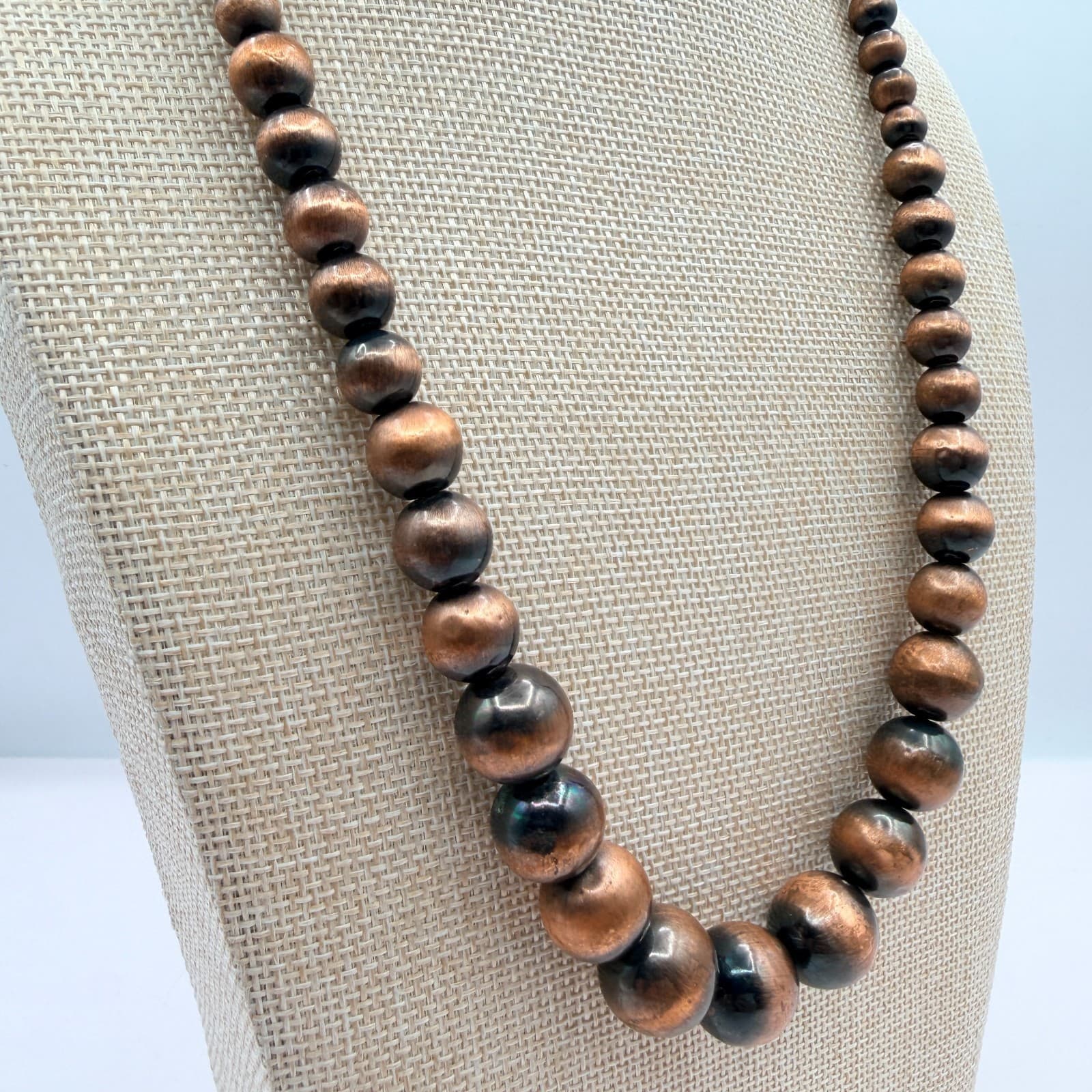 Vintage 90s Silver Tone Round Beaded Necklace Boho Women's Classic Jewelry - Thumbnail 6