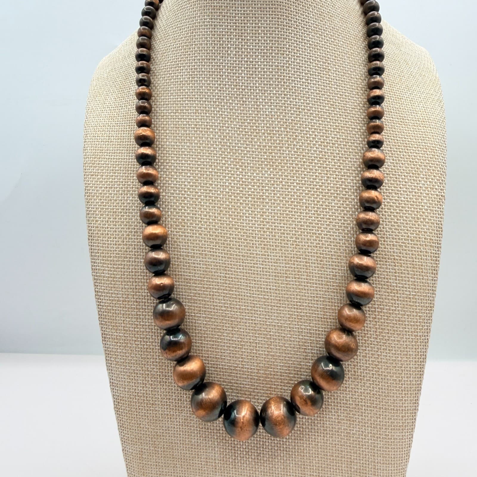 Vintage 90s Silver Tone Round Beaded Necklace Boho Women's Classic Jewelry - Thumbnail 2