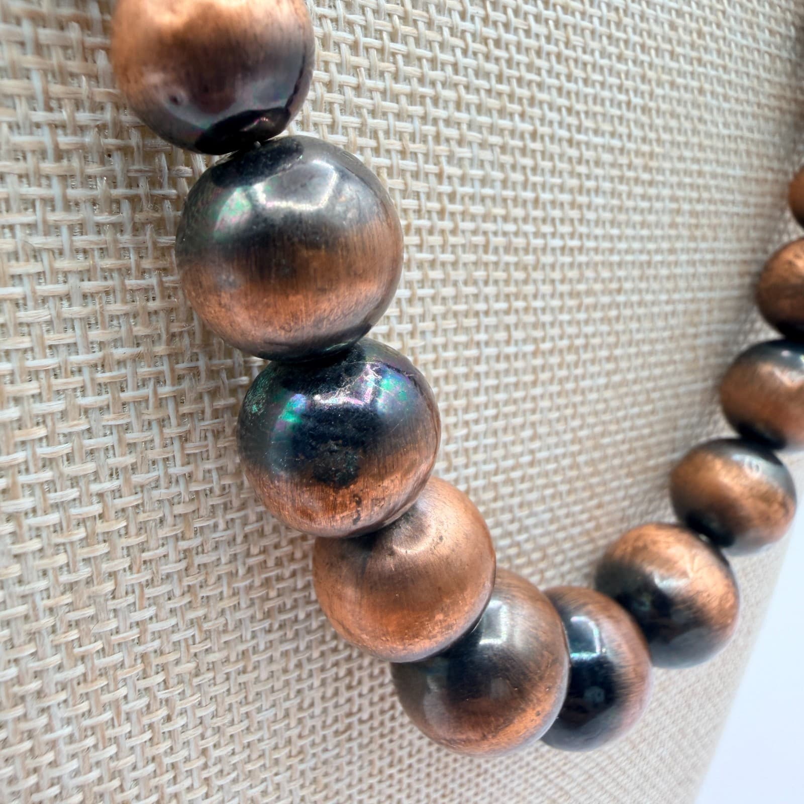 Vintage 90s Silver Tone Round Beaded Necklace Boho Women's Classic Jewelry - Thumbnail 5