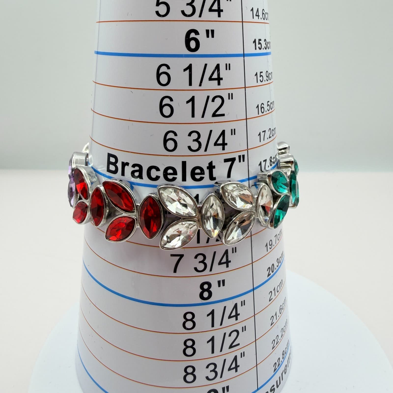 VTG 90s Silver Tone Rhinestones Stretch Bracelet Women's Classic Fashion Jewelry - Thumbnail 10