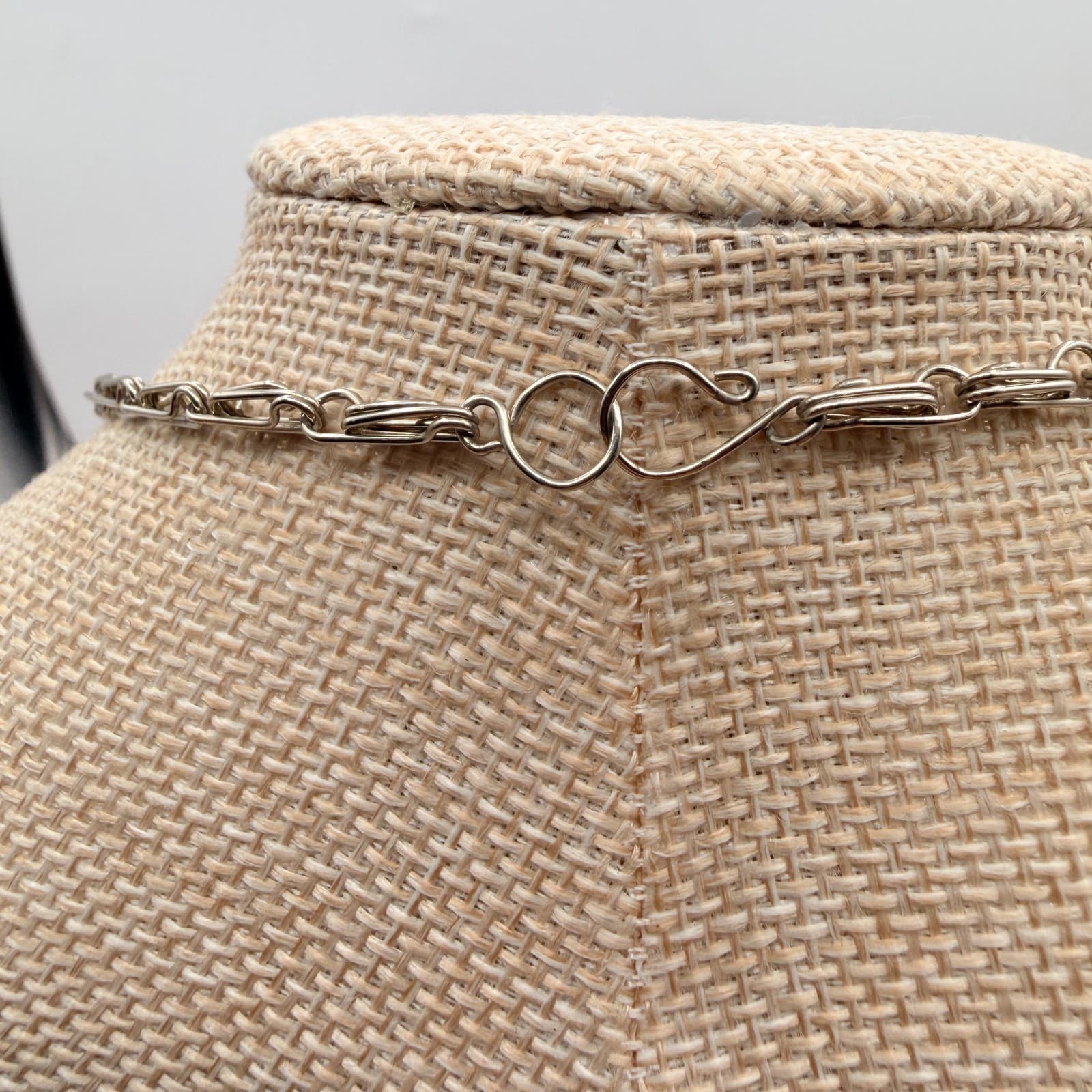 Vintage 70s Silver Tone Artisan Wire Wrap Necklace Stone Boho Fashion Jewelry - Thumbnail 9