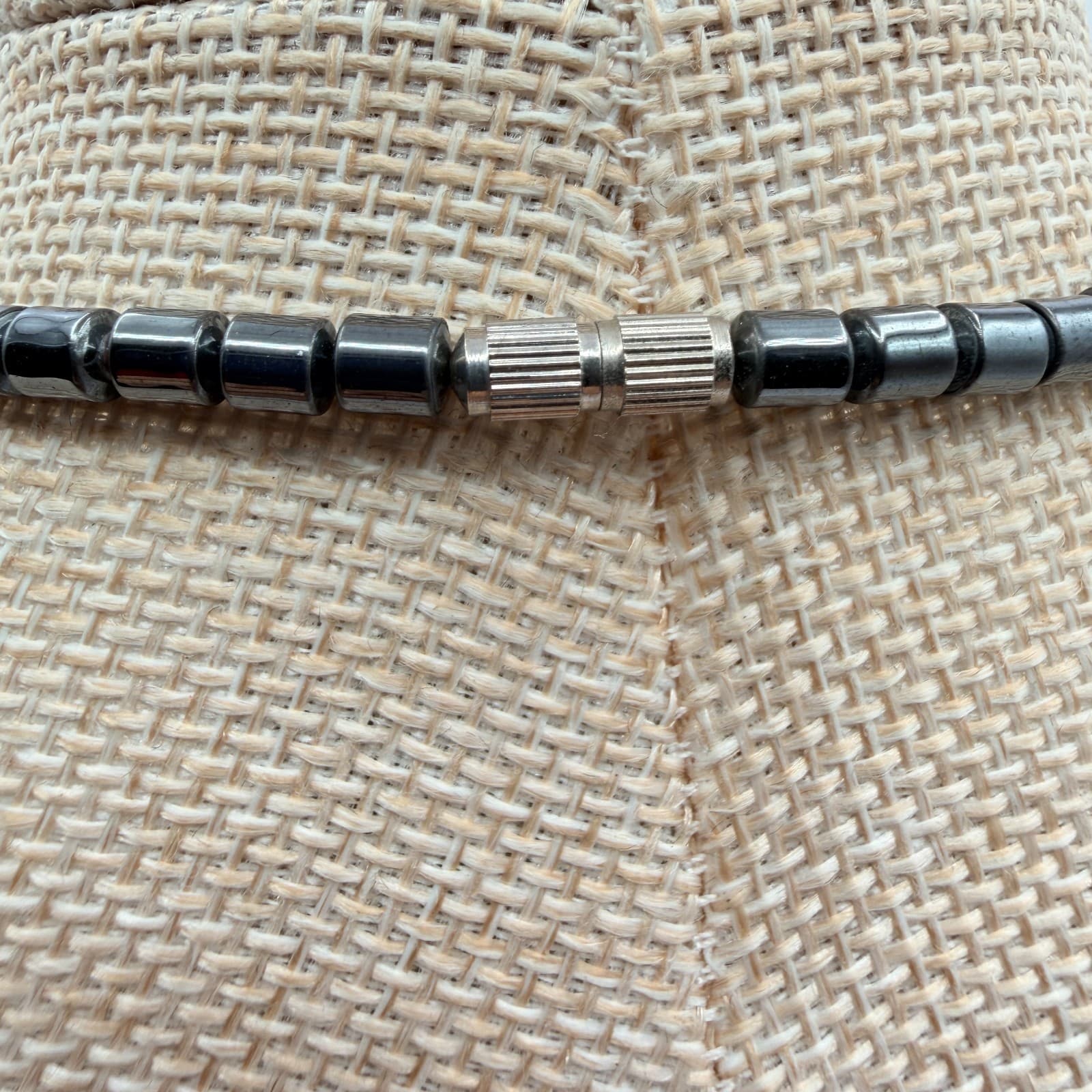 Vintage 90s Hematite Beaded Fringe Statement Necklace Boho Fashion Jewelry - Thumbnail 9