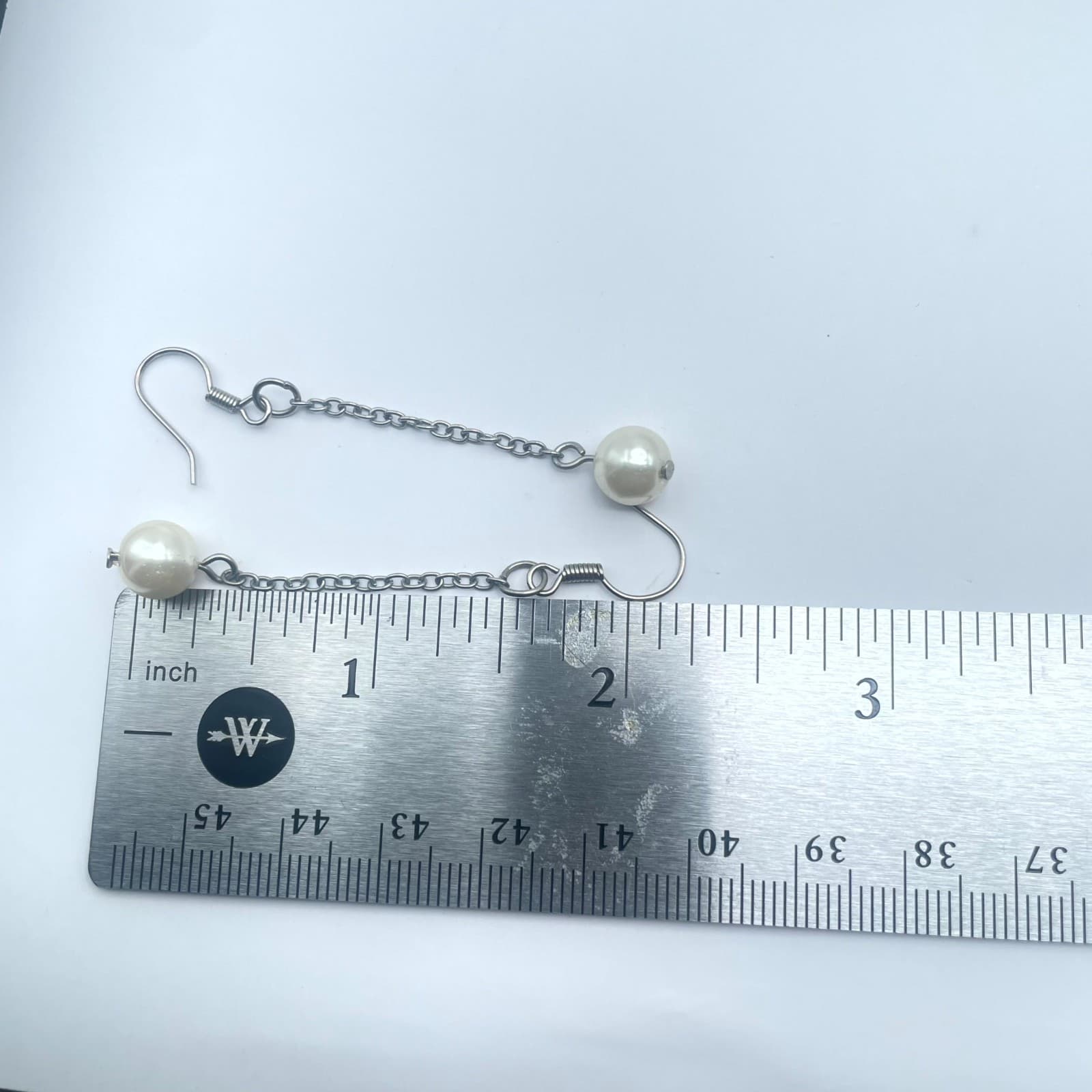 Boutique Silver-Tone Round Link Chain Mother Of Pearl Dangle French Hook Earring - Thumbnail 2