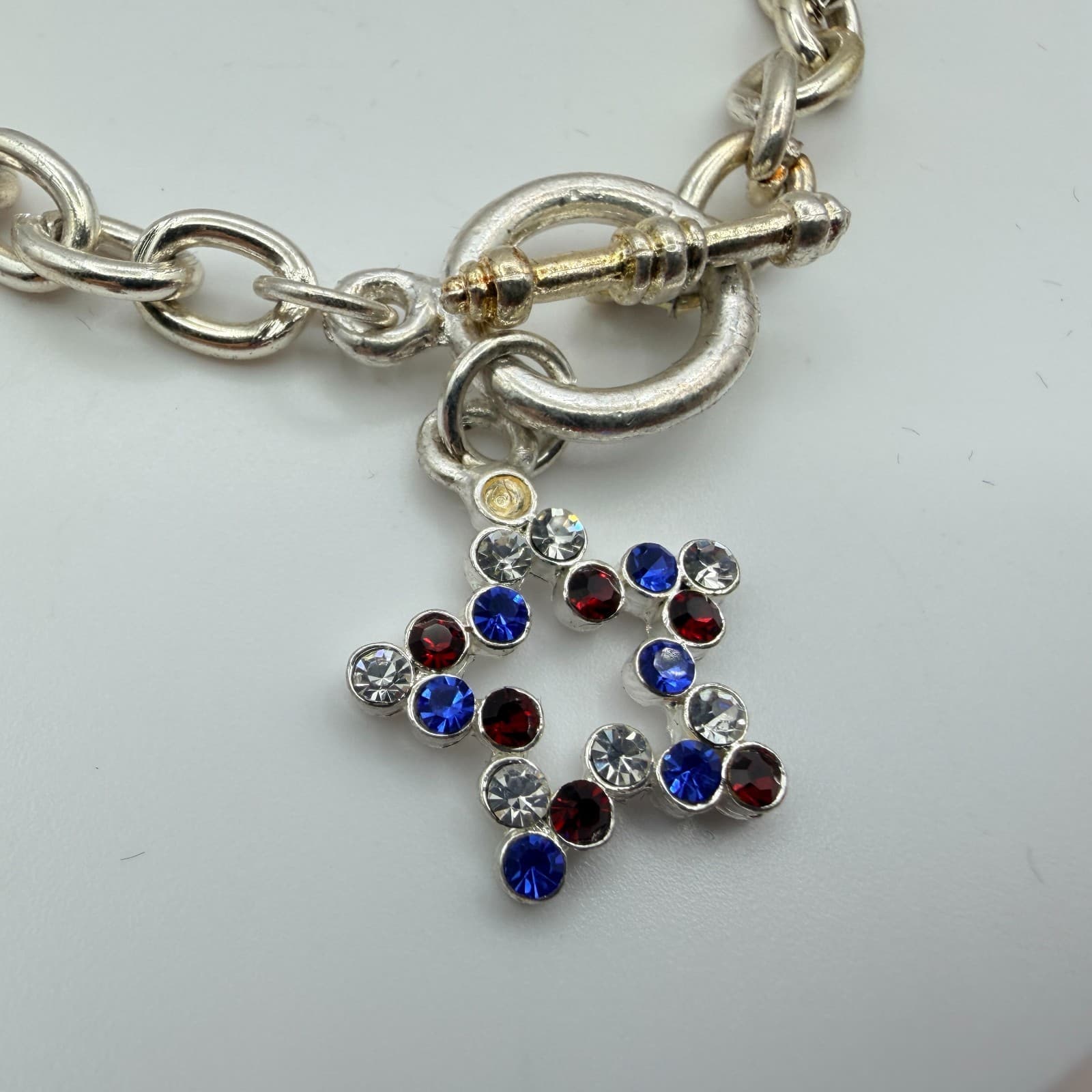 Vintage Y2K Silver Tone Rhinestone Star Charm Bracelet Women's Classic Jewelry - Thumbnail 4