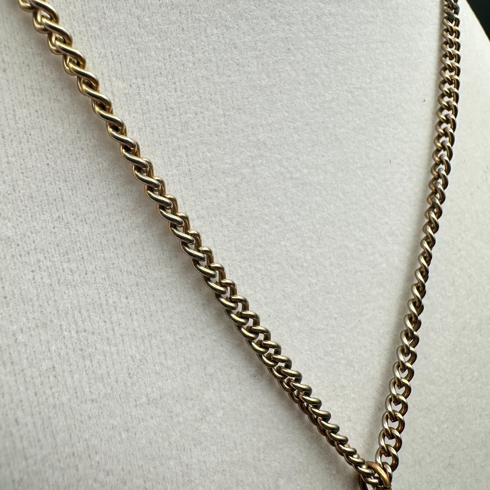 Vintage gold-tone square necklace with enamel Gardena High School Mohican emblem - Thumbnail 7