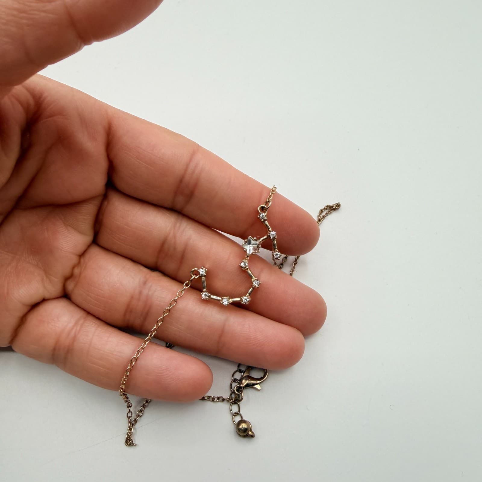 Vintage 90s Gold Tone Constellation Rhinestone Pendent Necklace Women's Jewelry - Thumbnail 10