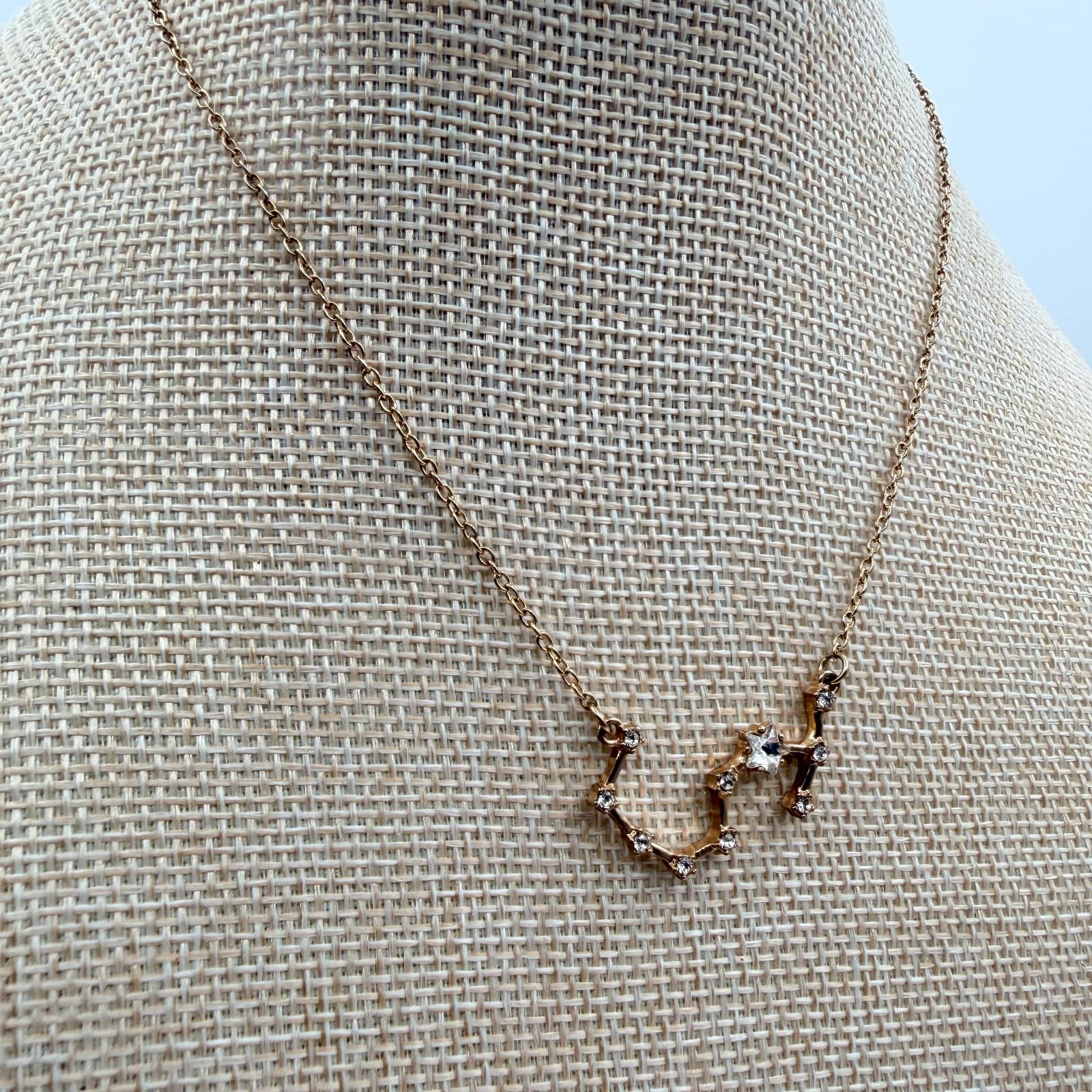 Vintage 90s Gold Tone Constellation Rhinestone Pendent Necklace Women's Jewelry - Thumbnail 5