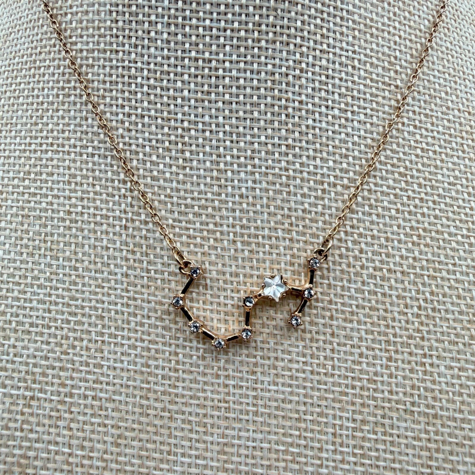 Vintage 90s Gold Tone Constellation Rhinestone Pendent Necklace Women's Jewelry - Thumbnail 2