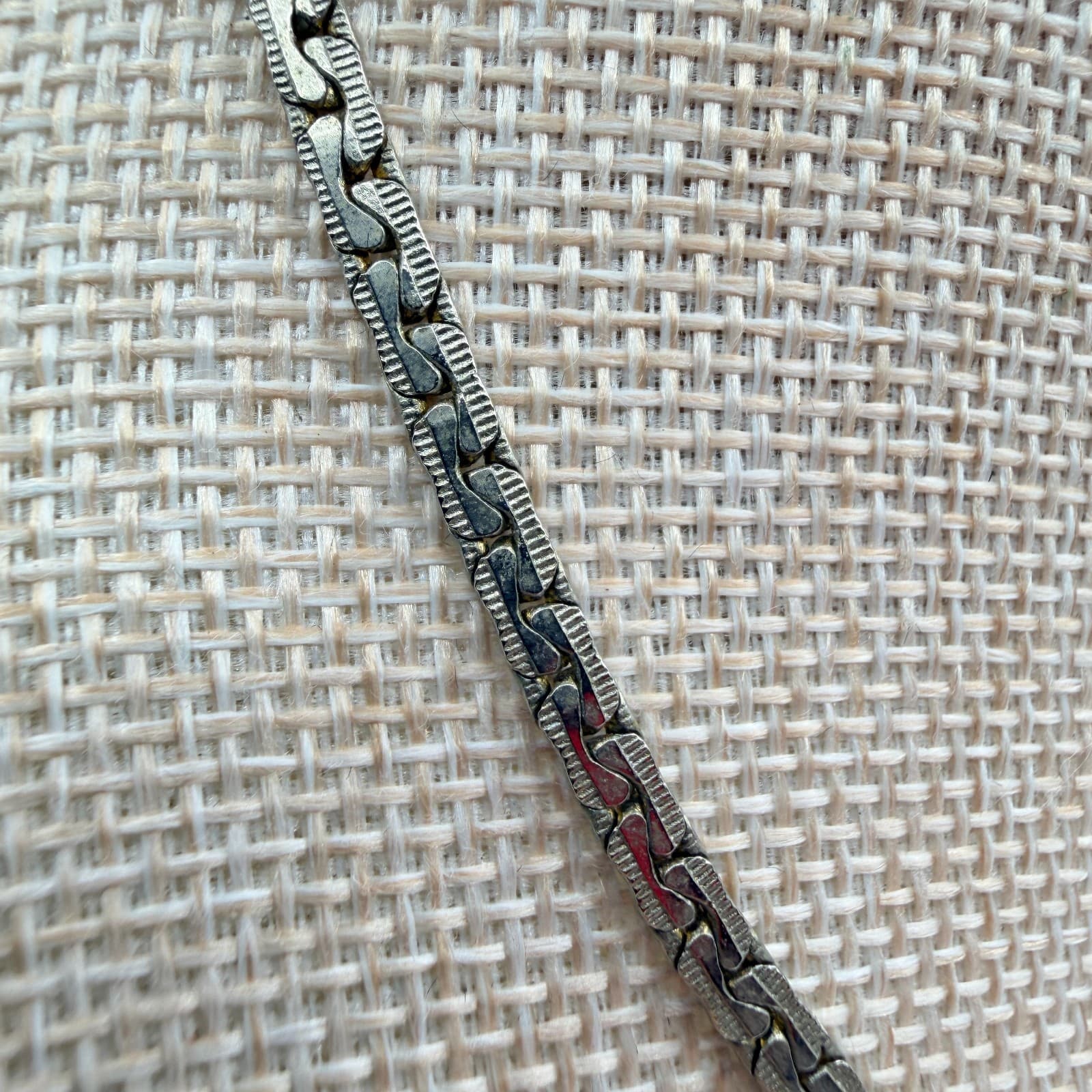 Vintage 90s SilverTone Textured S-Link Chain Necklace Minimalist Fashion Jewelry - Thumbnail 6