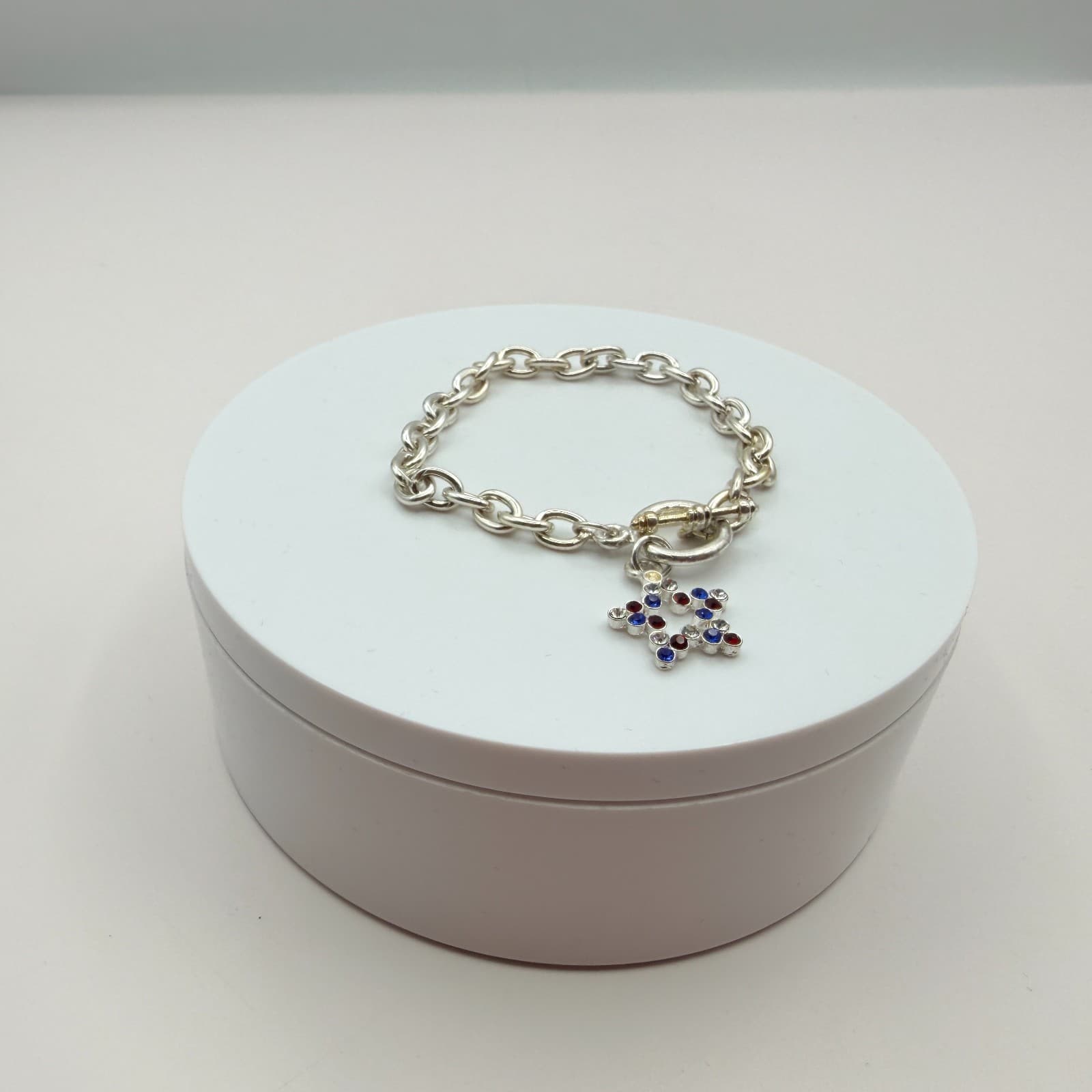 Vintage Y2K Silver Tone Rhinestone Star Charm Bracelet Women's Classic Jewelry - Thumbnail 6