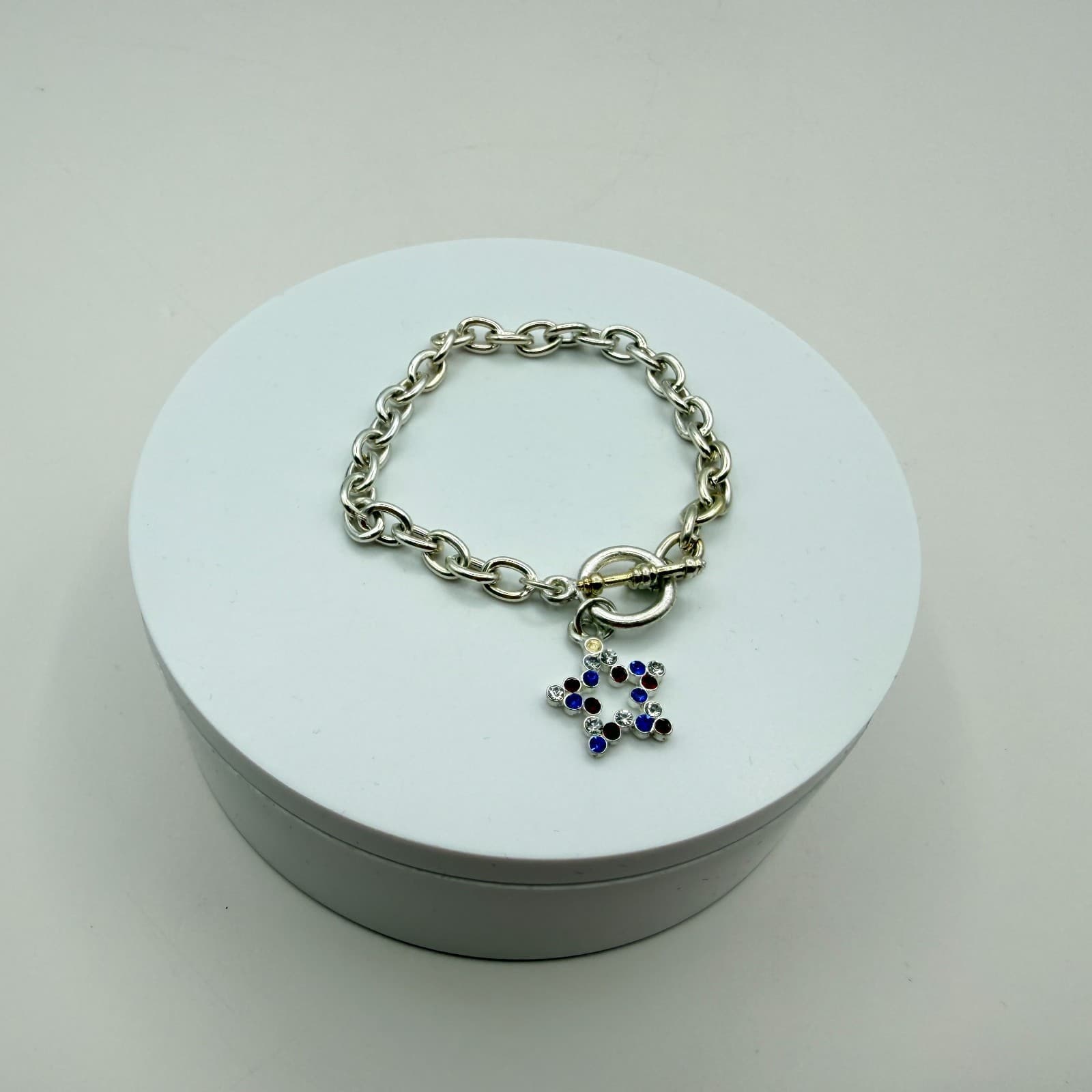 Vintage Y2K Silver Tone Rhinestone Star Charm Bracelet Women's Classic Jewelry - Thumbnail 5