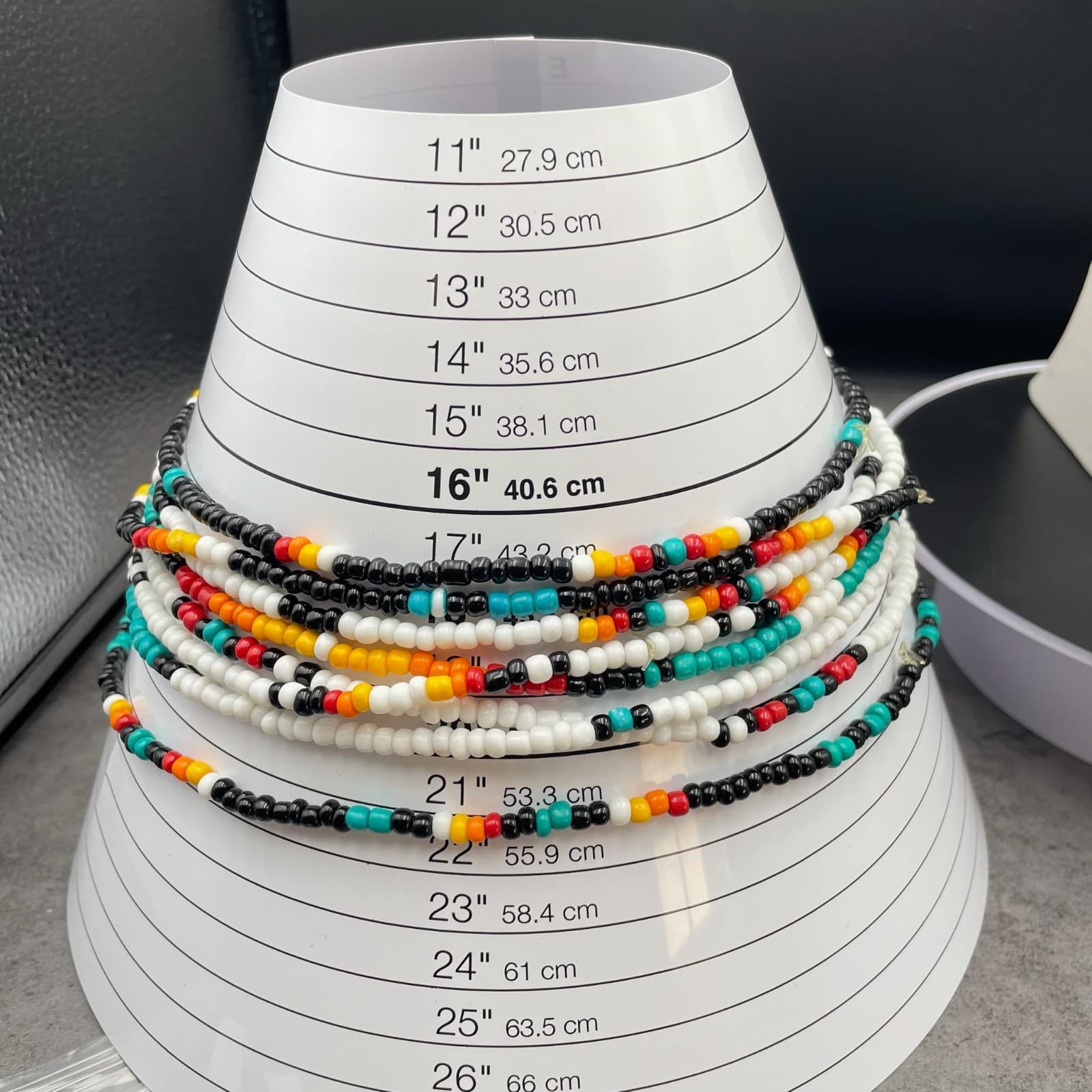 Black Teal American Native Glass Beads Multi-Strand Arrowhead Pendant Necklace - Thumbnail 5