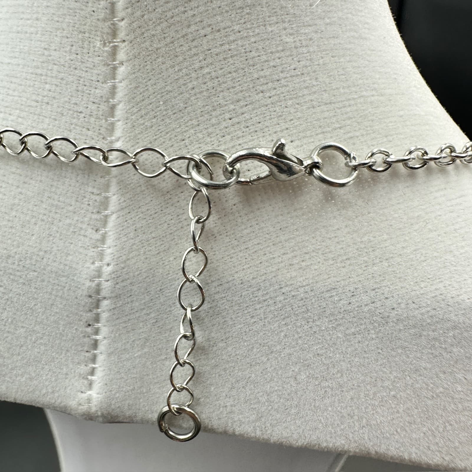 Vintage Rhinestone Silver-Tone 'S' Monogram Tassel Drop Fashion Pendant Necklace - Thumbnail 6