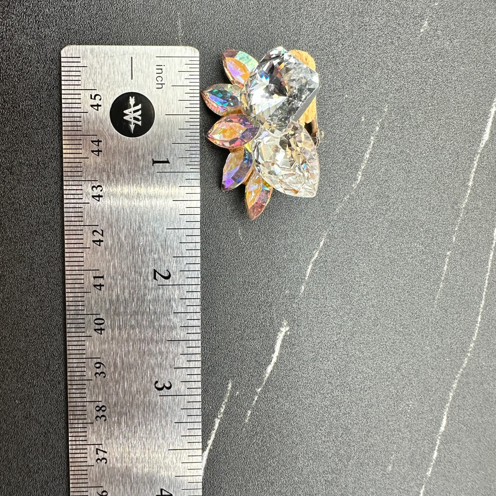 Vintage Handmade Women's Clear Crystal Clip On Beauty Fashion Stud Earrings - Thumbnail 7