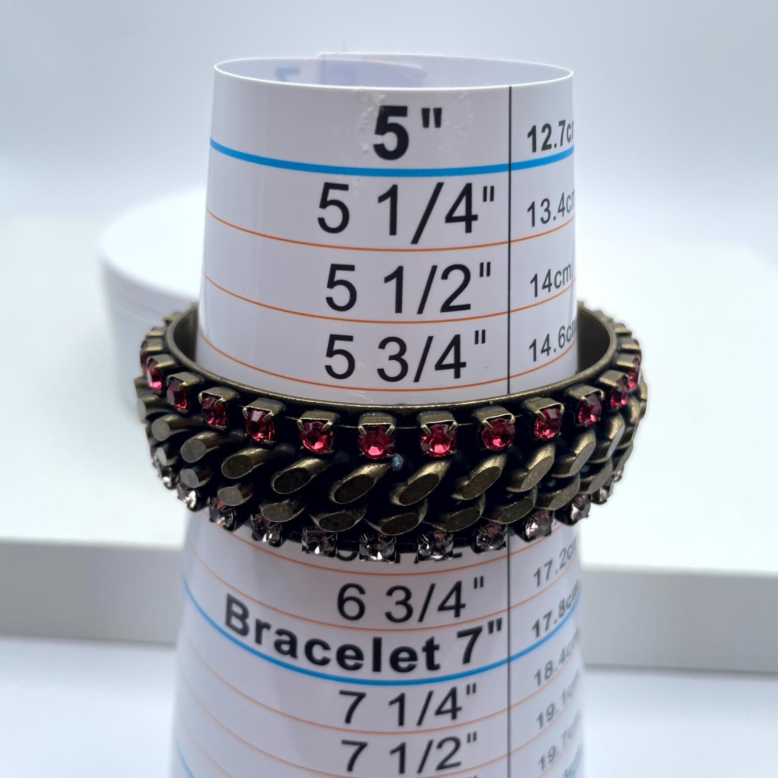 Vintage Gold-Tone Classic Fashion Pronge Faceted Rhinestone Beaded Cuff Bracelet - Thumbnail 2