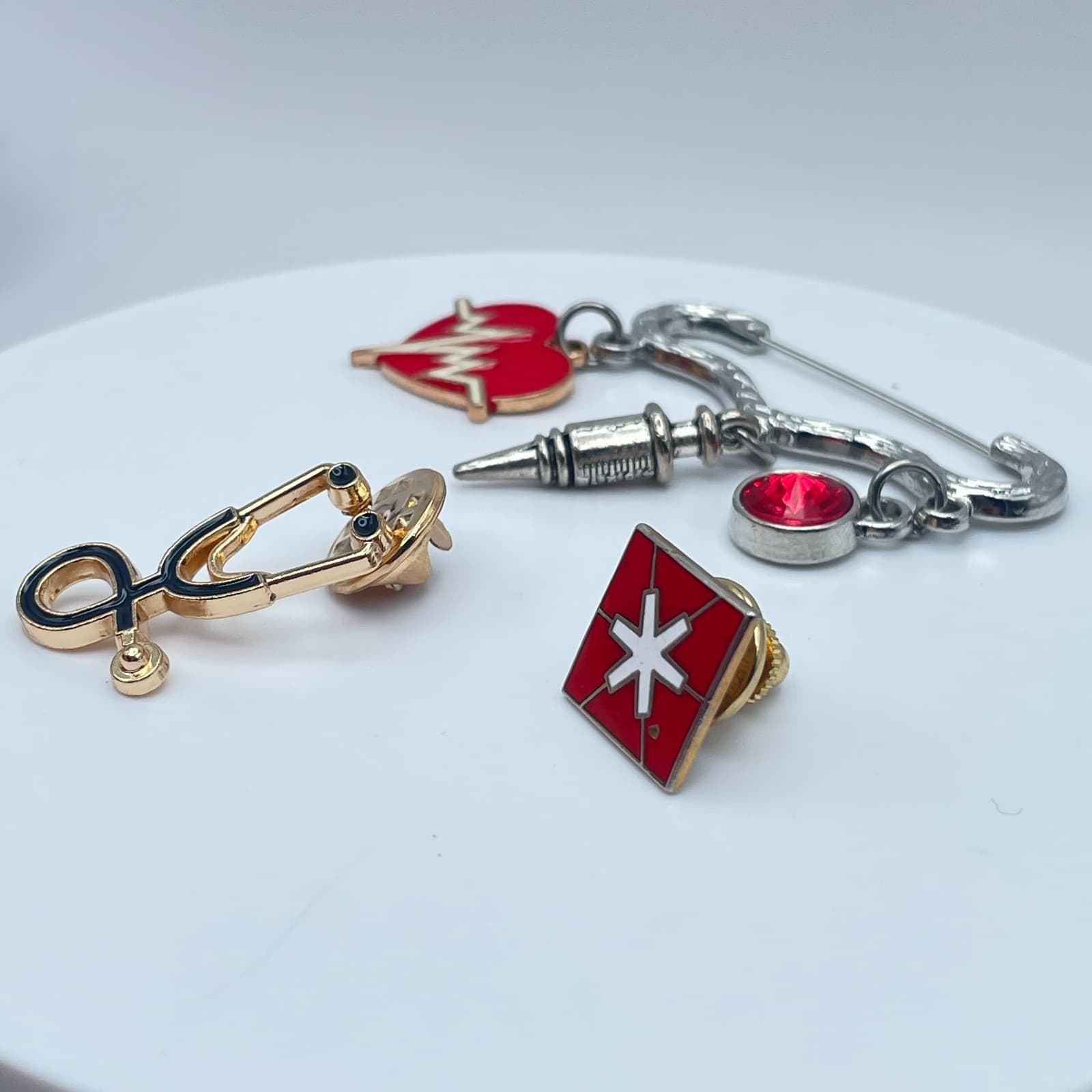 Vintage 90s Doctor's Medical lapel Pin Set Silver/Gold Tone Classic Jewelry - Thumbnail 9