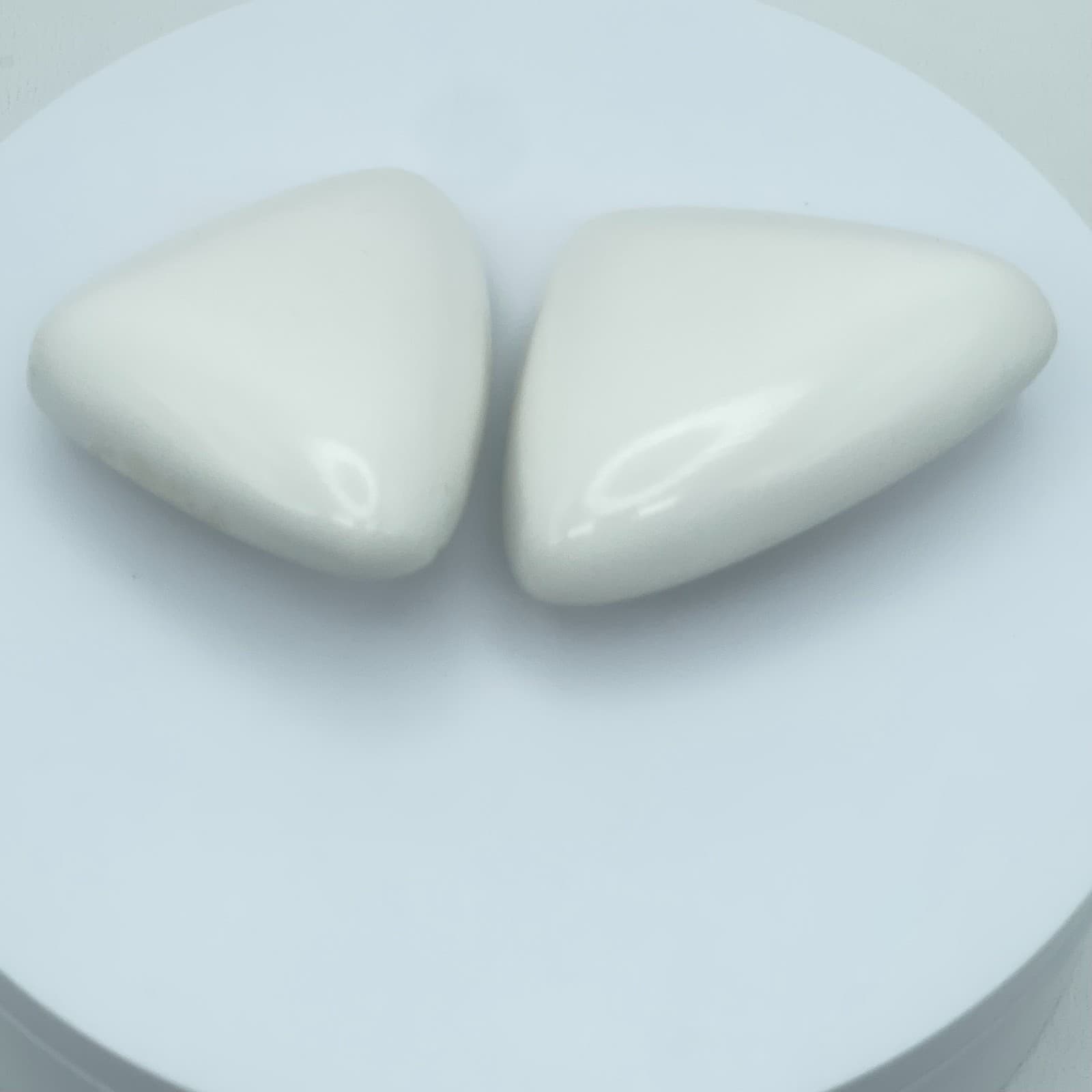 Vintage 90s White Enamel Triangle Earrings Retro Statement Women's Jewelry - Thumbnail 6