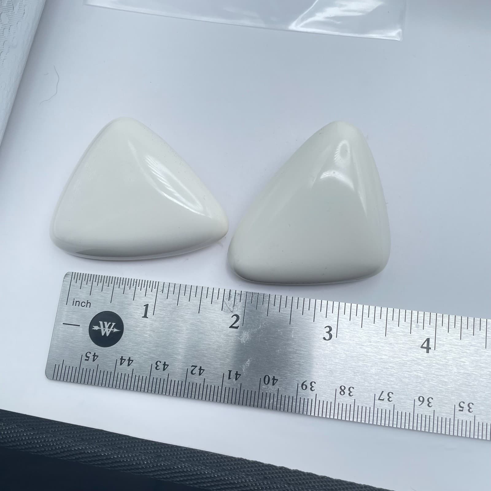 Vintage 90s White Enamel Triangle Earrings Retro Statement Women's Jewelry - Thumbnail 9