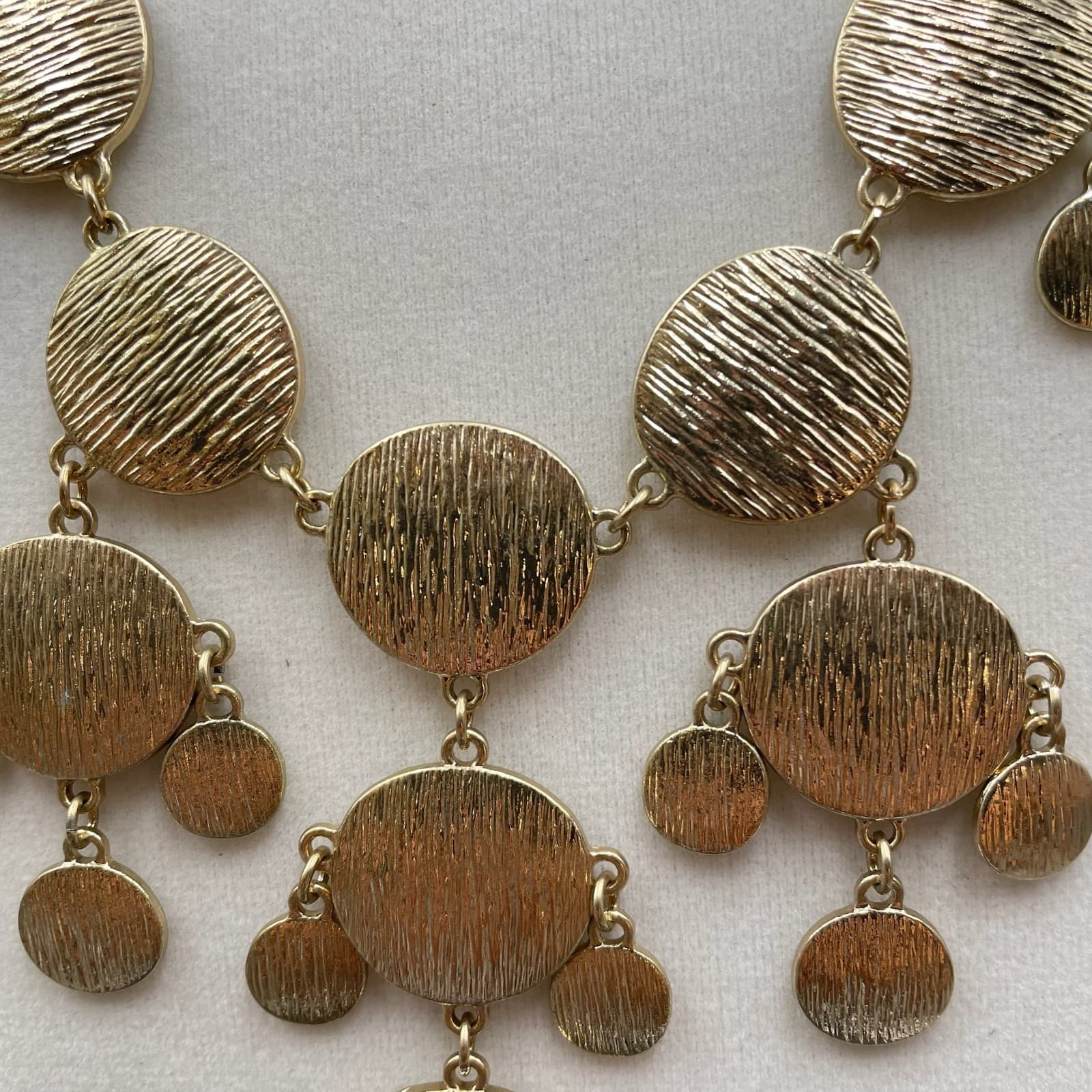 Tribal Gold-Tone Bohemian Round Link Chain Hammered Disc Bib Statement Necklace - Thumbnail 11