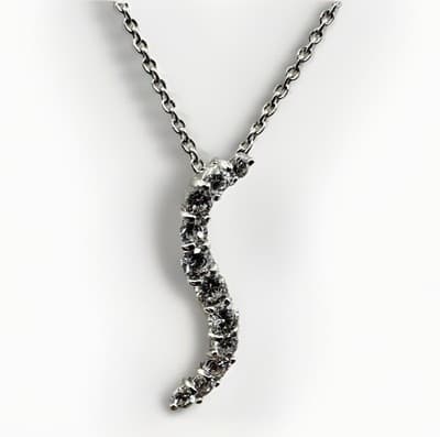 Vintage 18K Gold Plated Journey Style Curved Rhinestone Pendant Necklace S Shape - Image 1