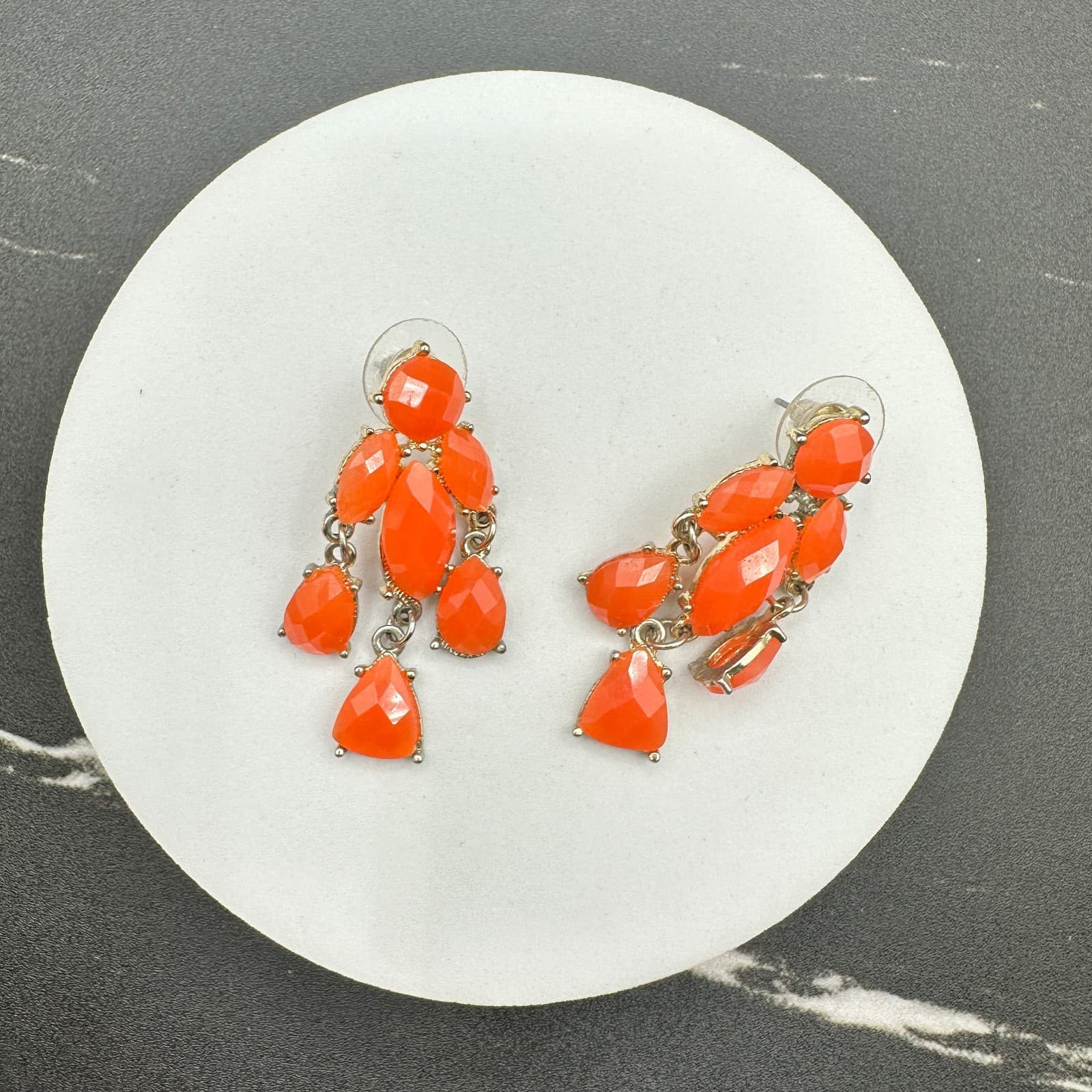 Vintage Handmade Women's Orange Leaf Glass Beauty Fashion Dangle/Drop Earrings - Thumbnail 7