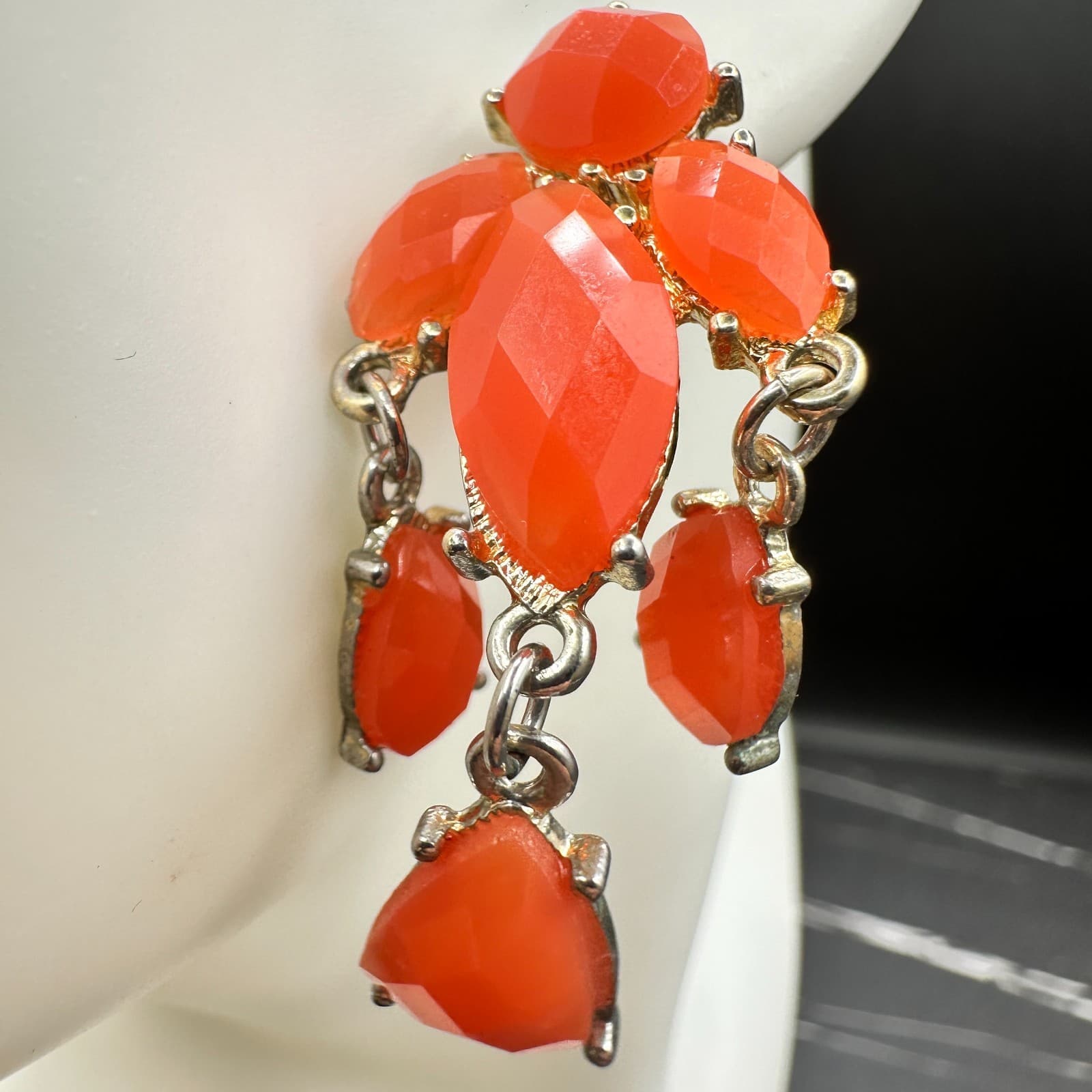 Vintage Handmade Women's Orange Leaf Glass Beauty Fashion Dangle/Drop Earrings - Thumbnail 6