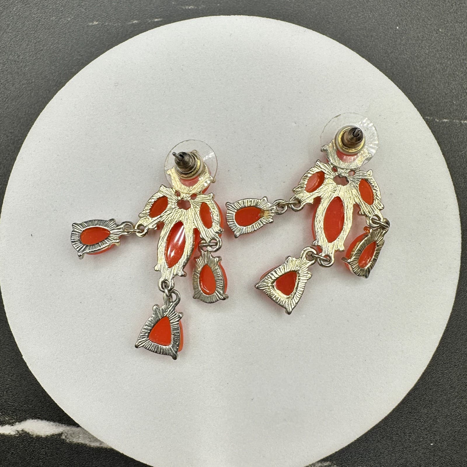 Vintage Handmade Women's Orange Leaf Glass Beauty Fashion Dangle/Drop Earrings - Thumbnail 9