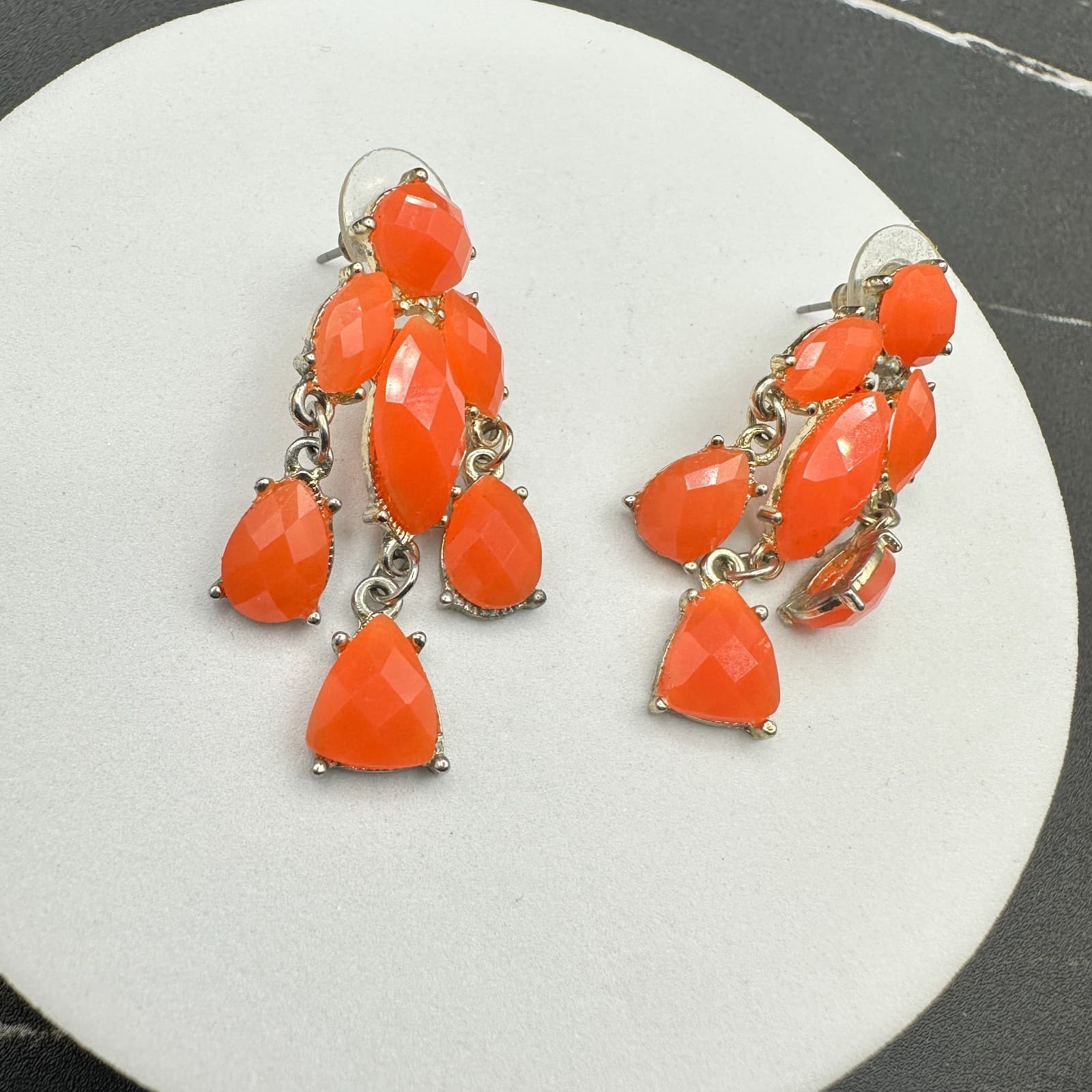 Vintage Handmade Women's Orange Leaf Glass Beauty Fashion Dangle/Drop Earrings - Thumbnail 8