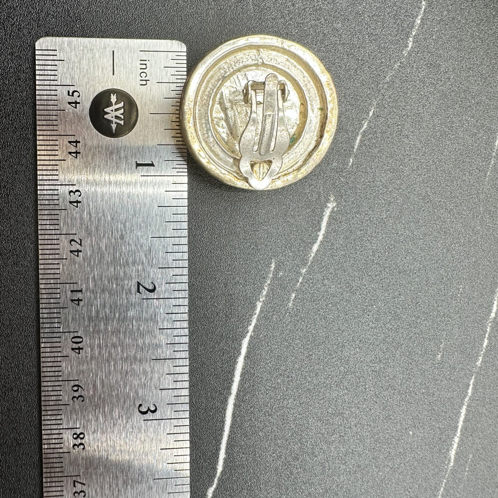 Vintage Handmade Women's Beige Anchor Enamel Clip On Fashion Stud Earrings - Thumbnail 8