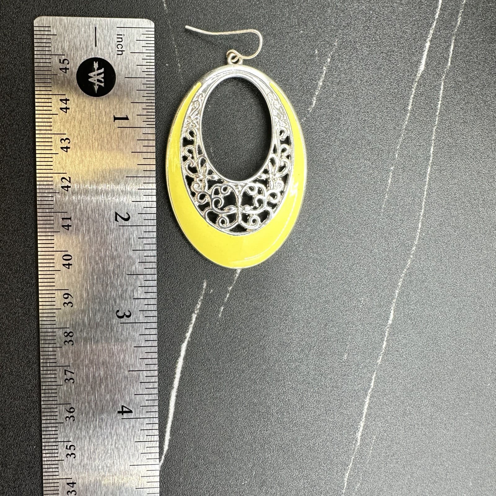 Vintage Women's Silver Tone Orchard Bliss Yellow Beauty Dangle/Drop Earrings - Thumbnail 11