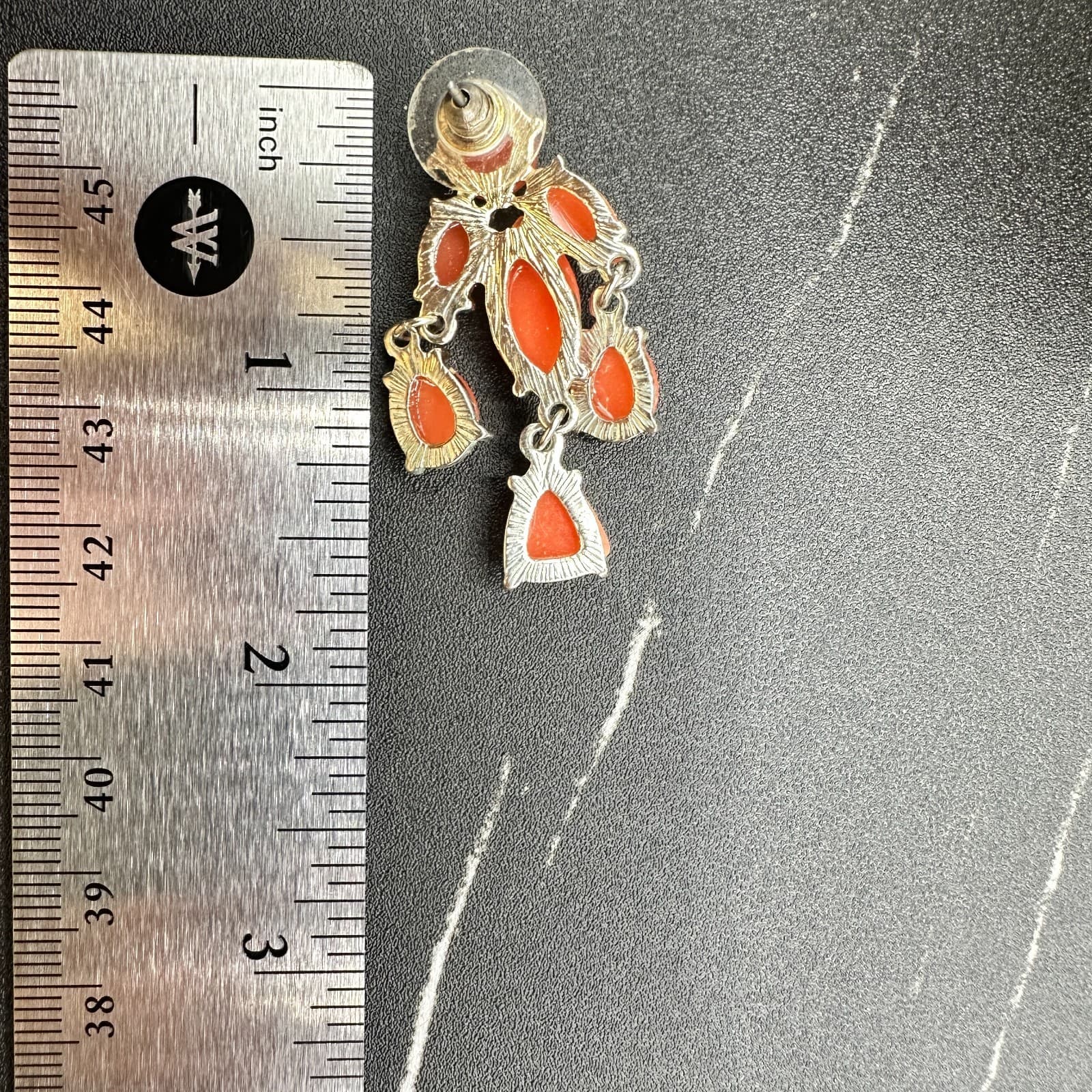 Vintage Handmade Women's Orange Leaf Glass Beauty Fashion Dangle/Drop Earrings - Thumbnail 11