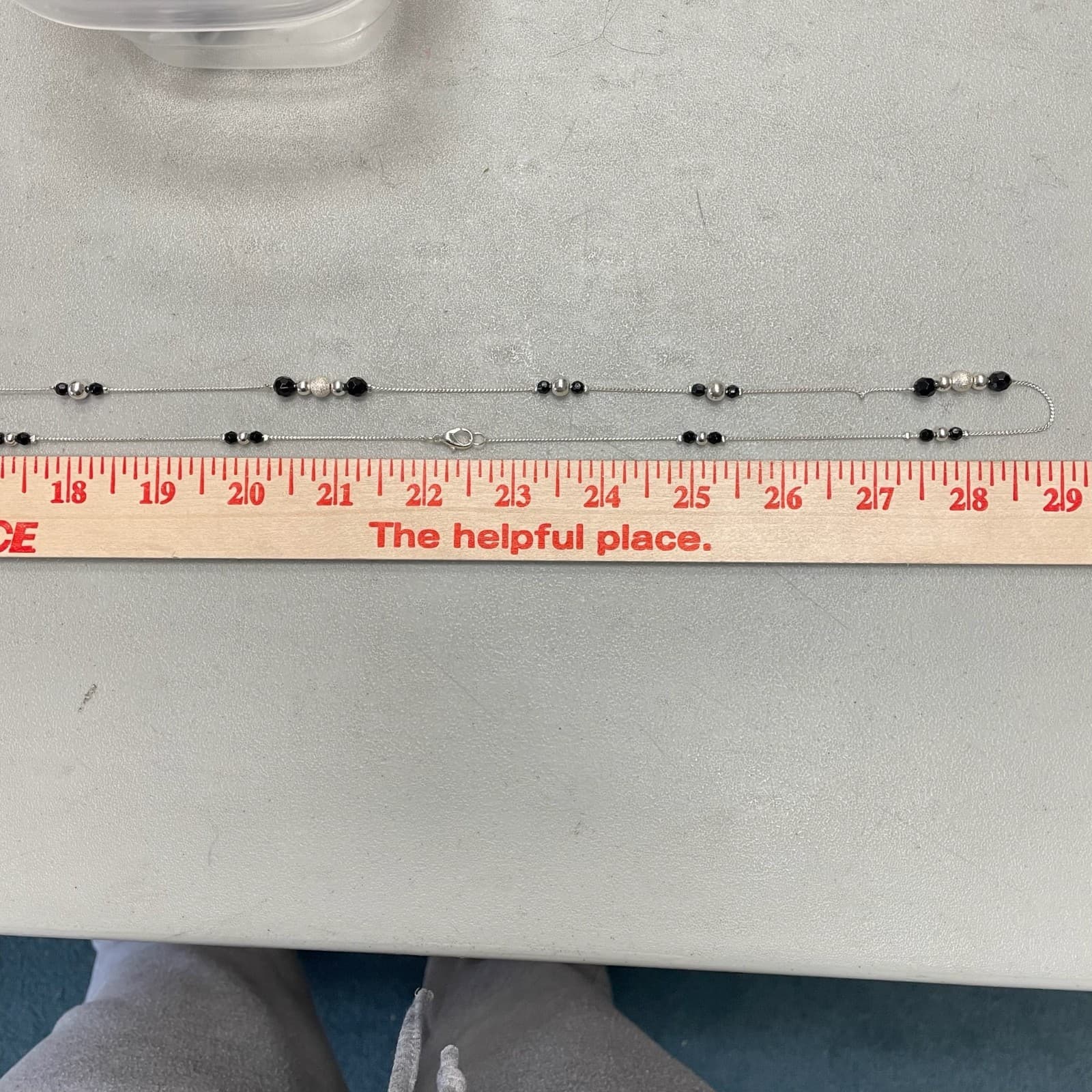 Cultured Silver-Tone Chain Black Onyx Beaded Double Stranded Sautoir Necklace - Thumbnail 12