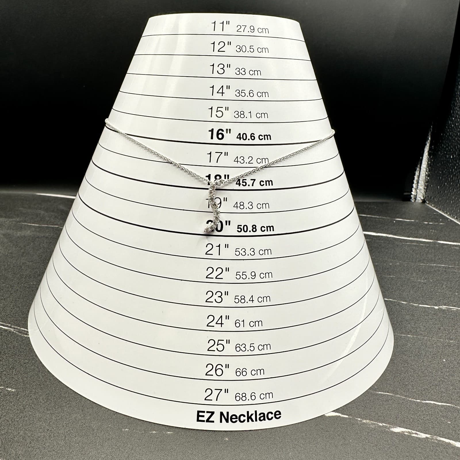 Vintage 18K Gold Plated Journey Style Curved Rhinestone Pendant Necklace S Shape - Thumbnail 8