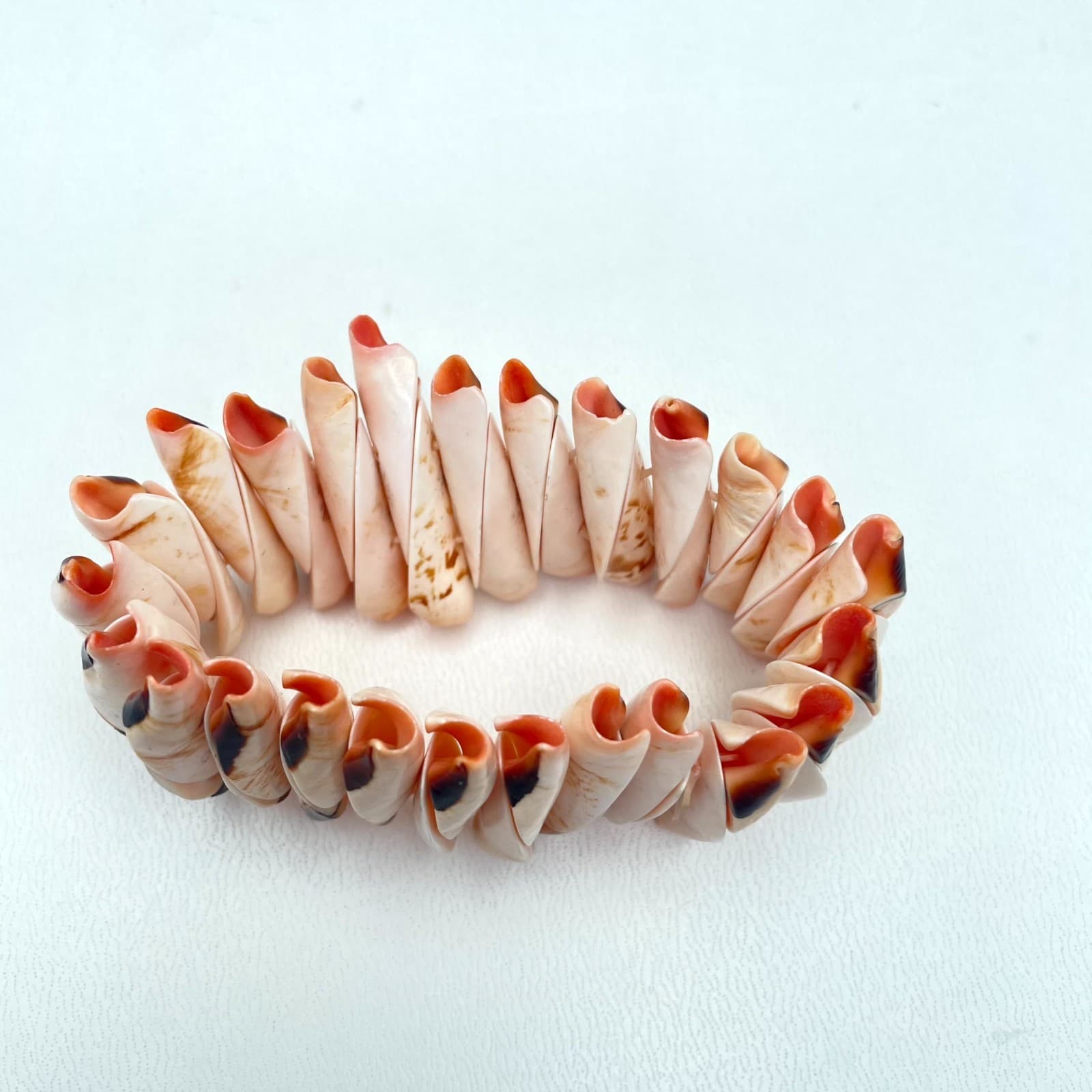 Vintage Natural Beach Mitre Shell Stretch Cuff Chunky Stretch Bangle Bracelet - Thumbnail 3