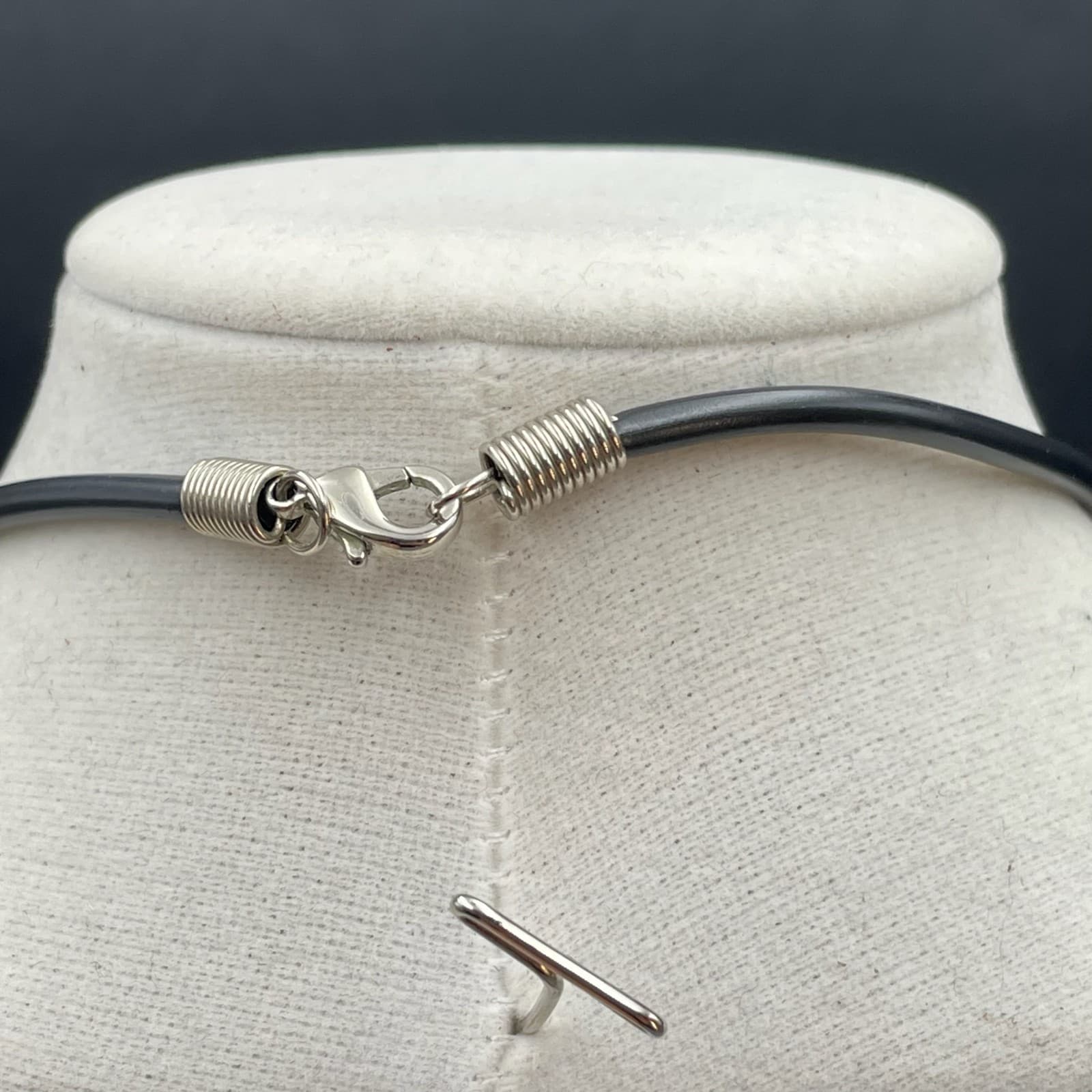 Surfer Style Black Silver-Tone Bone Beads Natural Shark Tooth Pendant Necklace - Thumbnail 9