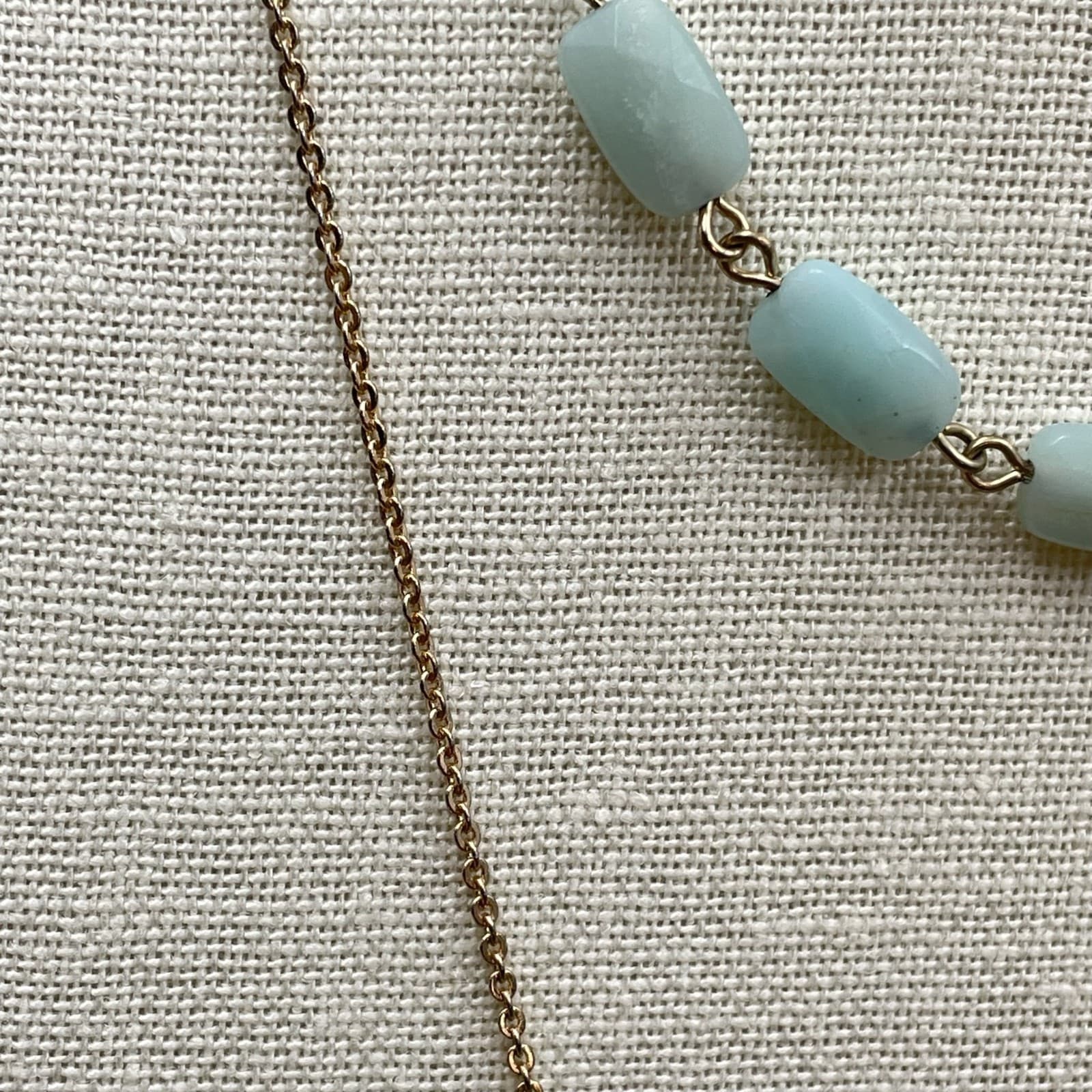 Banana Republic Gold-Tone Amazonite Beads Layered Spike Pendant Lobster Necklace - Thumbnail 8