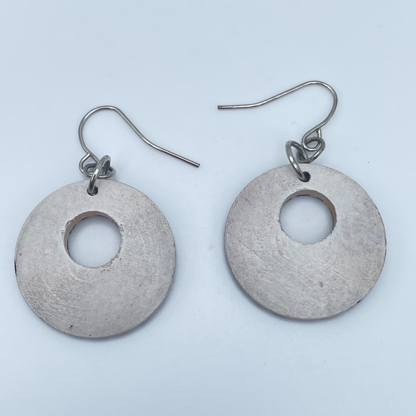 Vintage 90s Op Art Circle Drop Earrings Boho Women's Classic Fashion Jewelry - Thumbnail 3