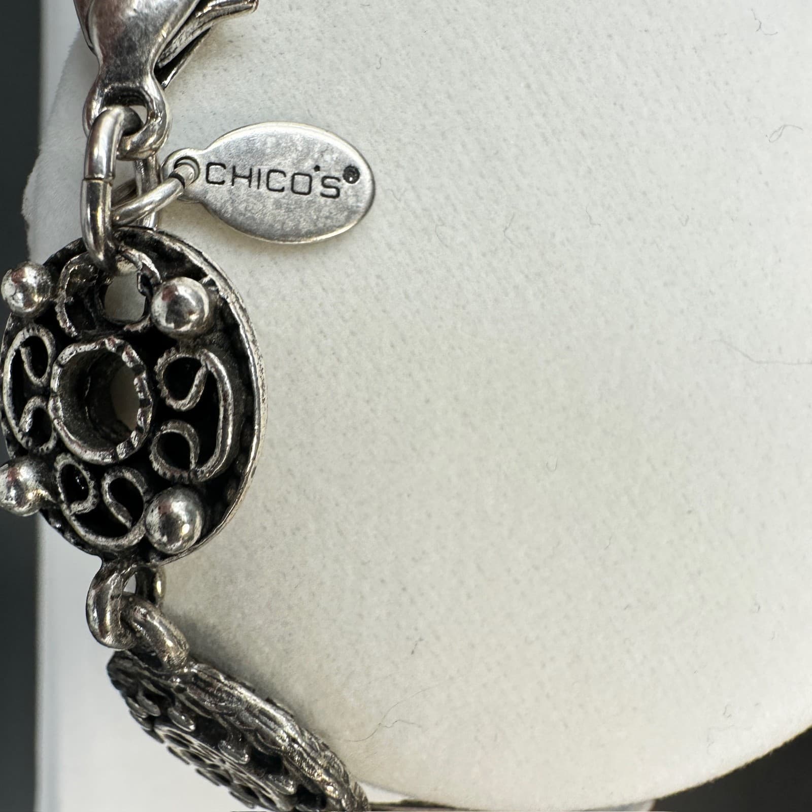 Vintage Chico's Orange Silver-Tone Lobster Coin Pendant Statement Necklace - Thumbnail 10