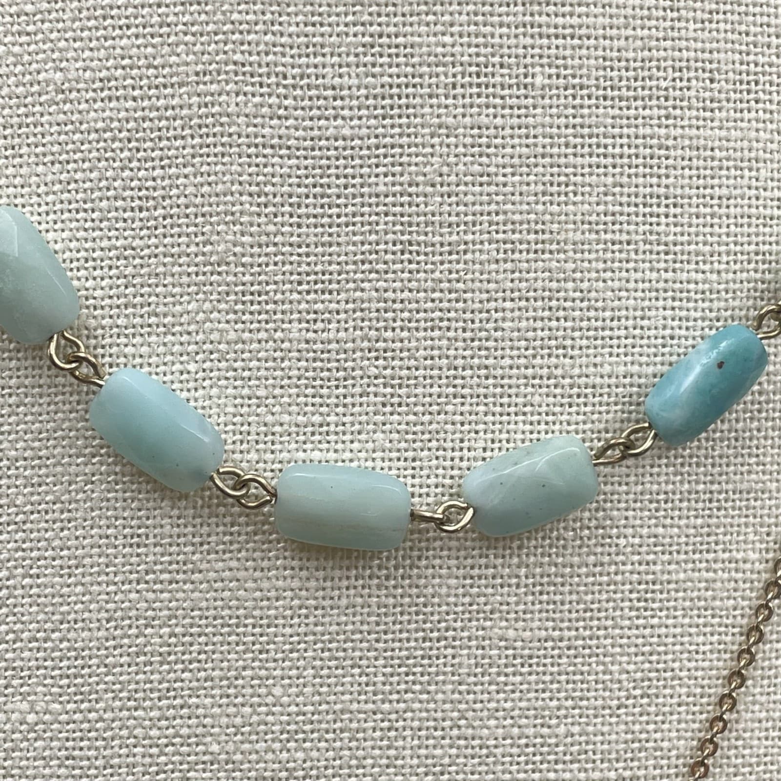 Banana Republic Gold-Tone Amazonite Beads Layered Spike Pendant Lobster Necklace - Thumbnail 7