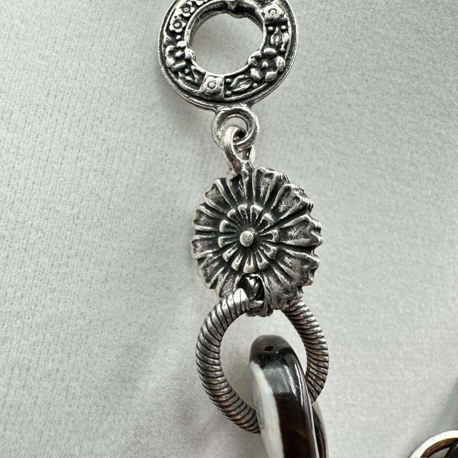 Vintage Chico's Orange Silver-Tone Lobster Coin Pendant Statement Necklace - Thumbnail 3