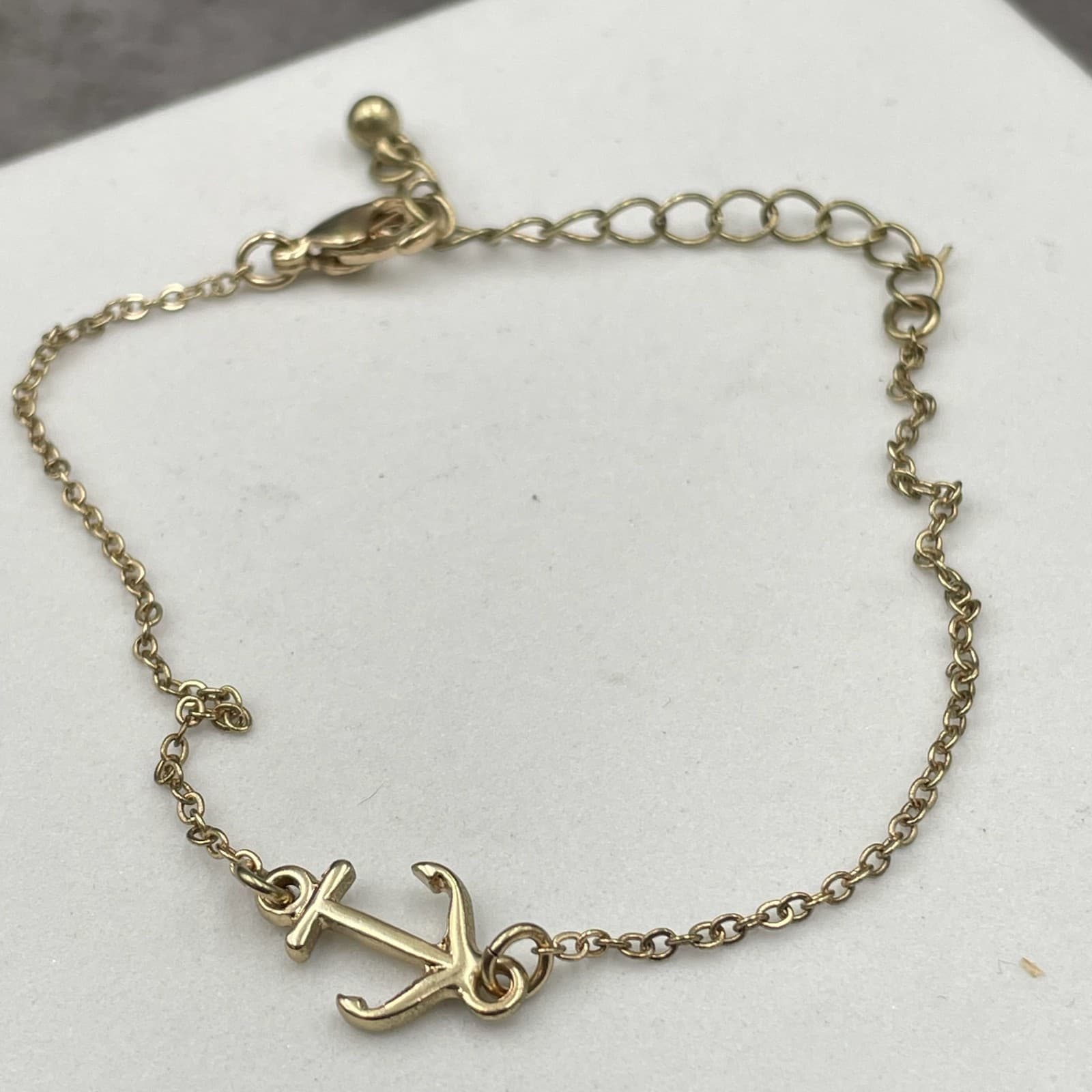 Contemporary Gold-Tone Round Chain Adjustable Nautical Anchor Pendant Necklace - Thumbnail 2