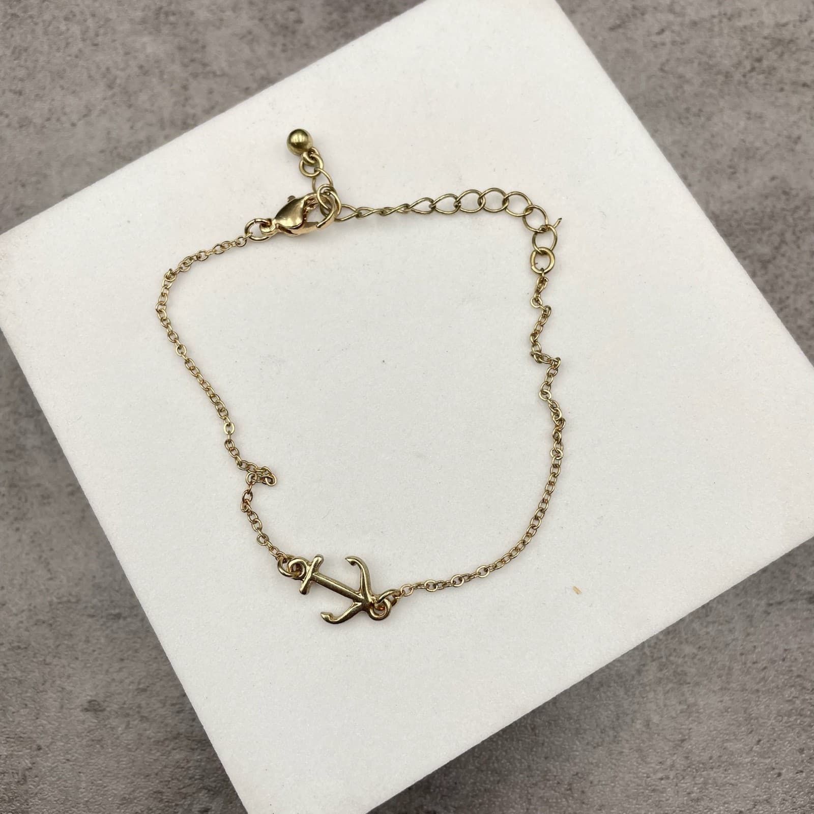 Contemporary Gold-Tone Round Chain Adjustable Nautical Anchor Pendant Necklace - Thumbnail 3