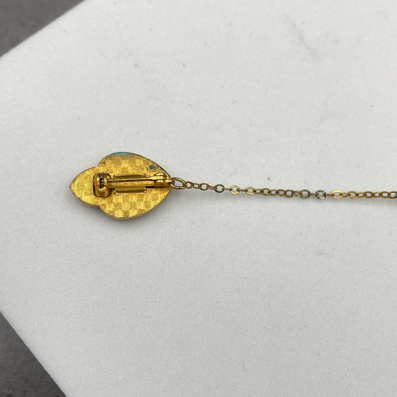 VTG LA Junior High School 1960 Classic Gold-Tone Enameled Tie Chain Guard Pin - Thumbnail 4