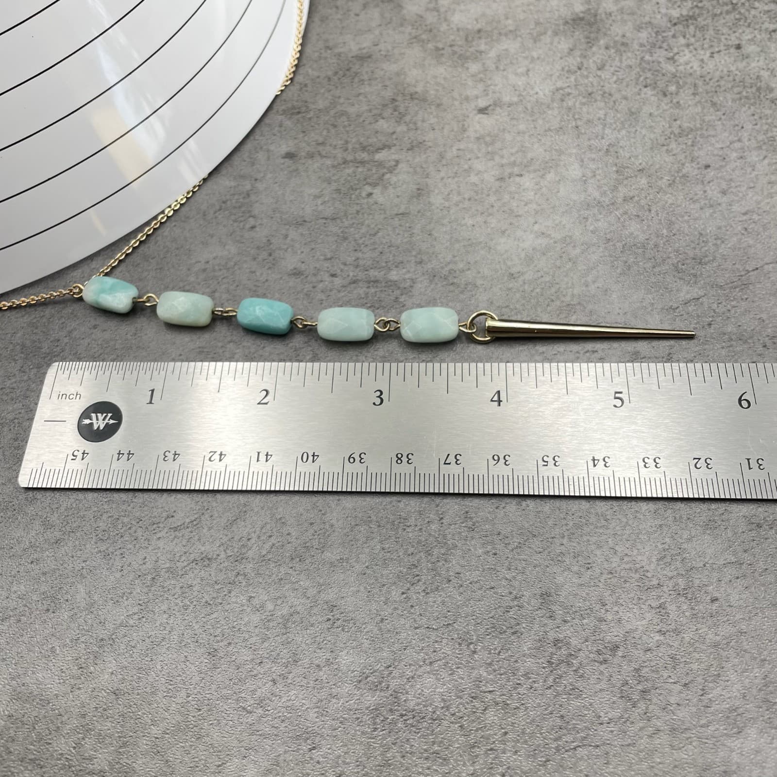 Banana Republic Gold-Tone Amazonite Beads Layered Spike Pendant Lobster Necklace - Thumbnail 12