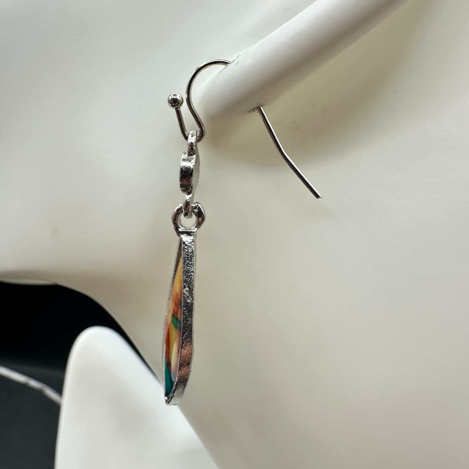 Vintage Womens Blue Rust Terra Cotta Swirl Western Fashion Earrings - Thumbnail 6