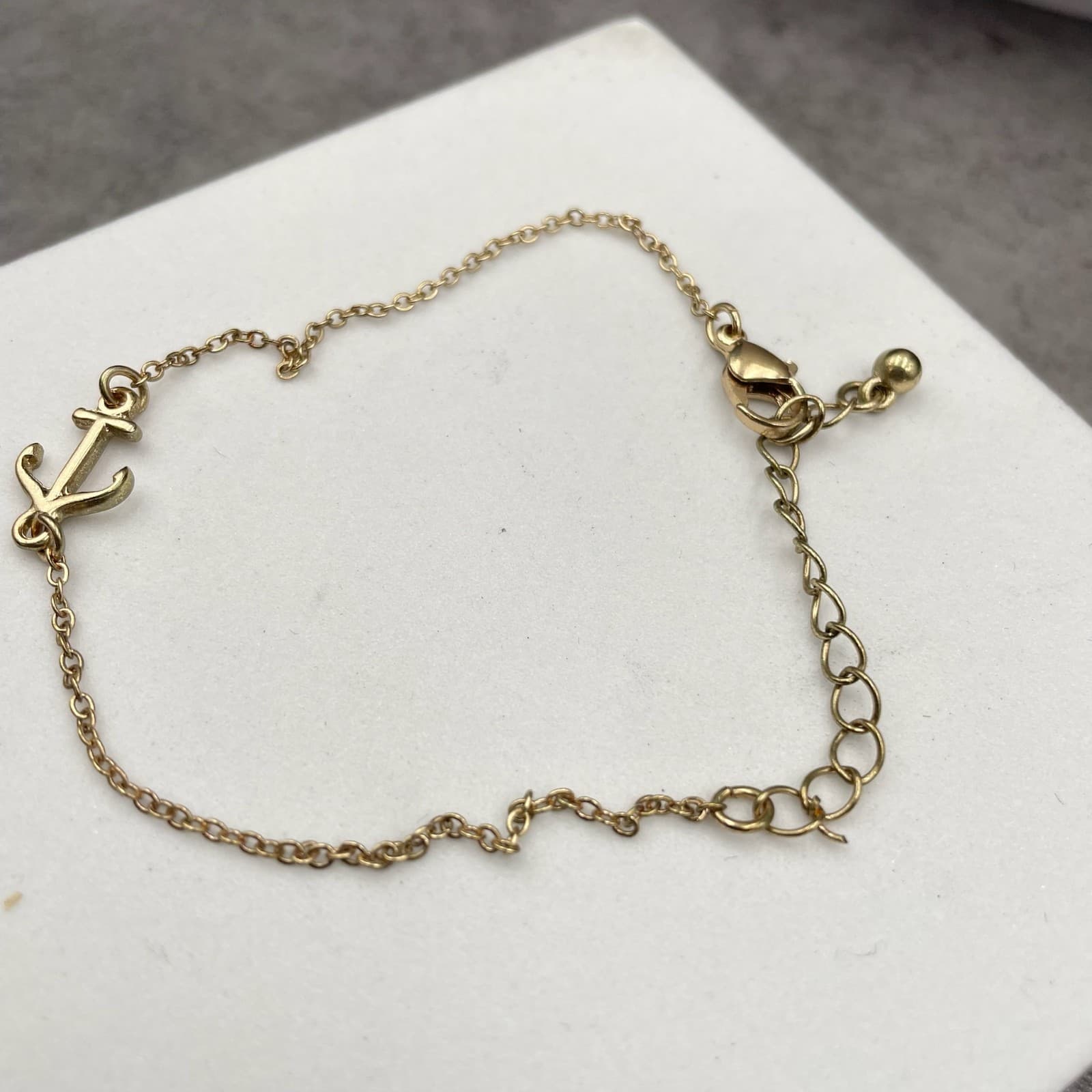 Contemporary Gold-Tone Round Chain Adjustable Nautical Anchor Pendant Necklace - Image 1