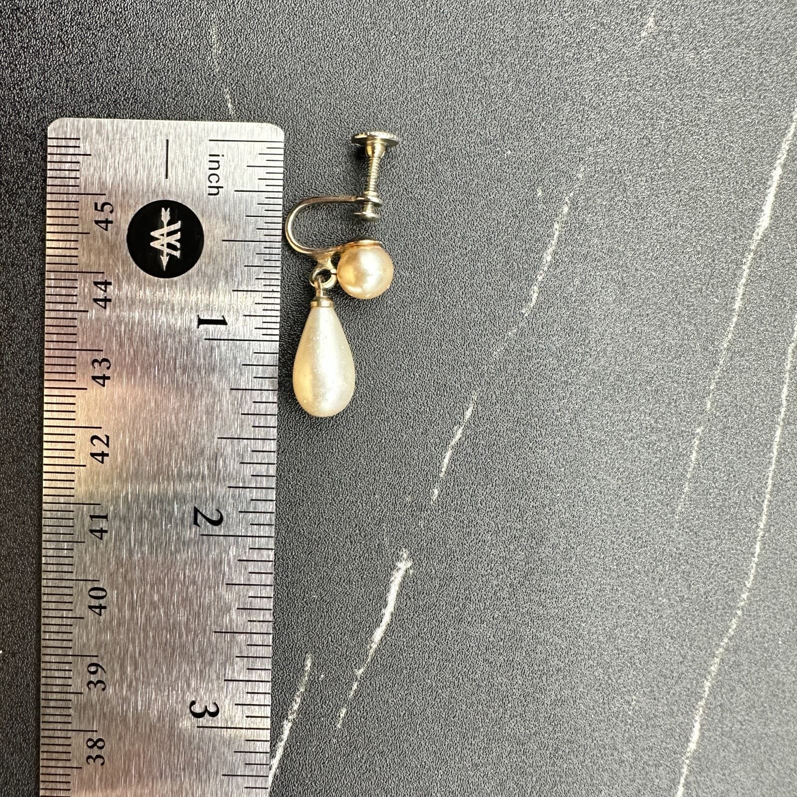 Vintage Women's Silver Tone Pearl Screw Back Fashion Dangle/Drop Earrings - Thumbnail 8