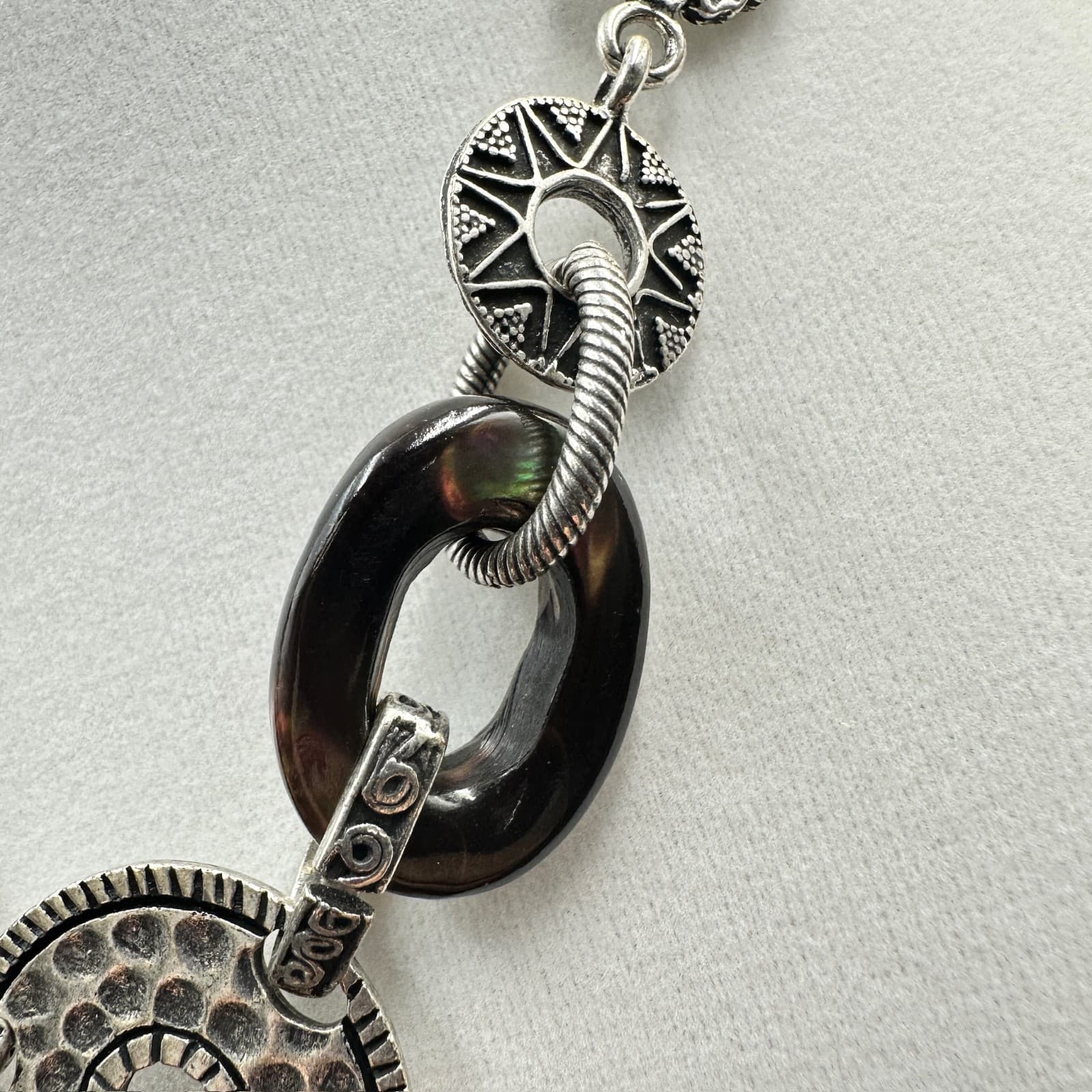 Vintage Chico's Orange Silver-Tone Lobster Coin Pendant Statement Necklace - Thumbnail 4