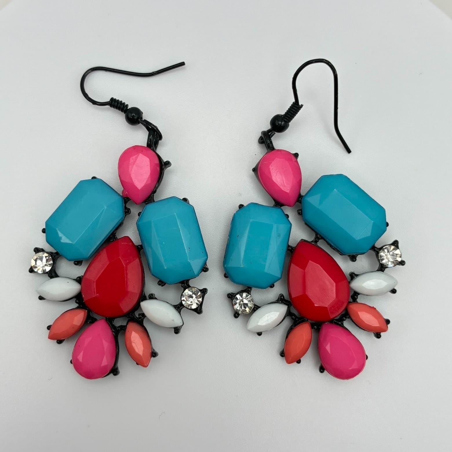 Vintage Y2K Boho Clear Rhinestone Dangle Earrings Statement Women's Jewelry - Image 1