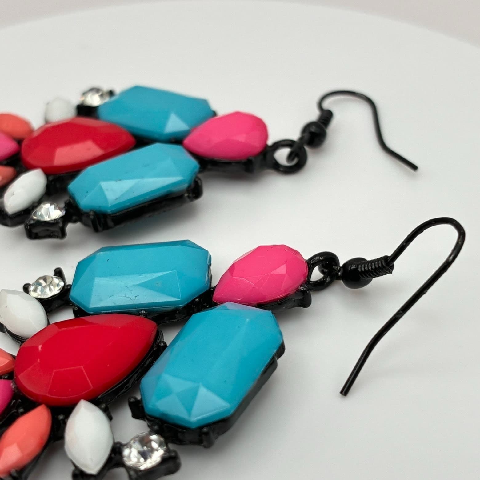 Vintage Y2K Boho Clear Rhinestone Dangle Earrings Statement Women's Jewelry - Thumbnail 2